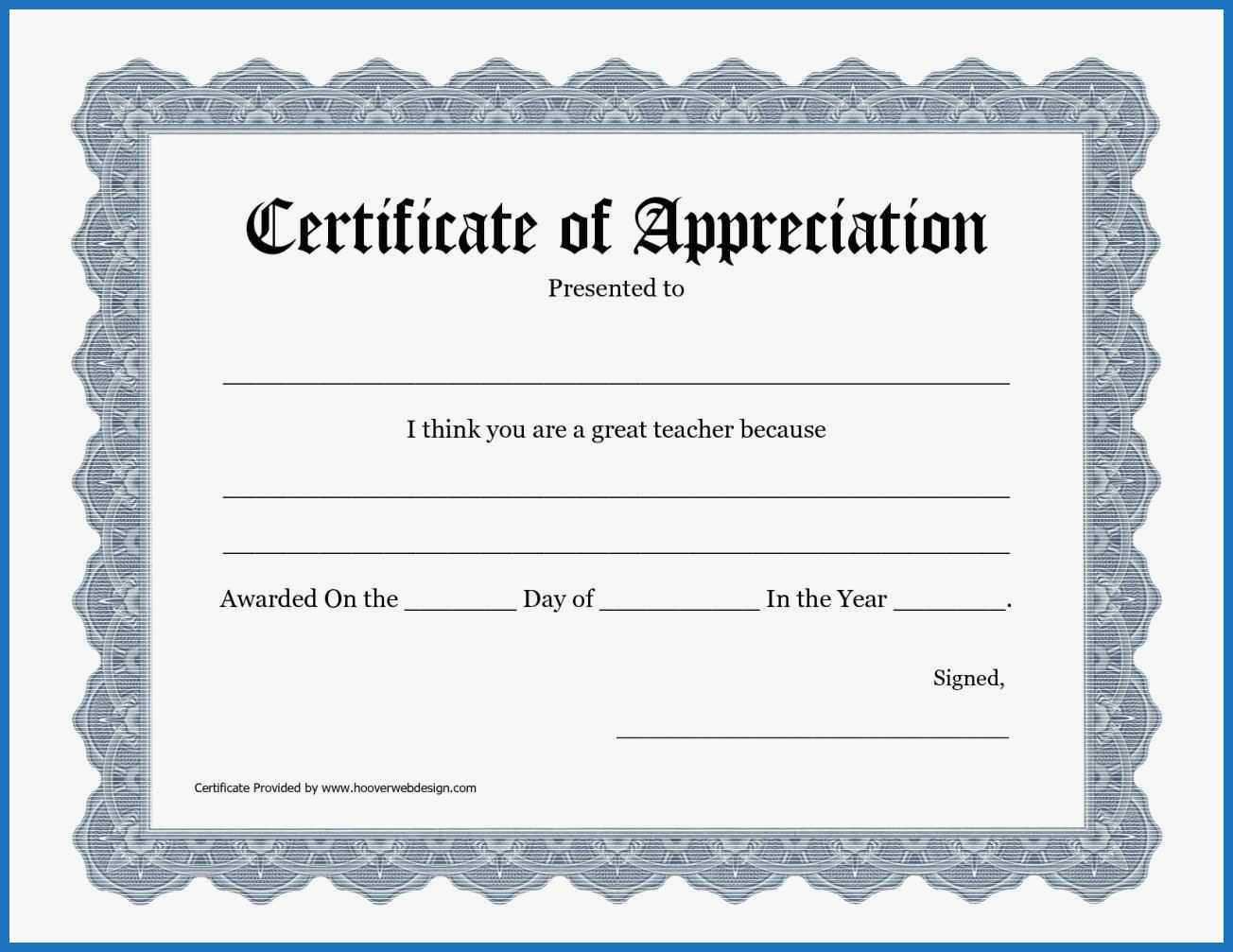 020 Template Ideas Certificate Of Appreciation Templates Intended For Blank Certificate Templates Free Download