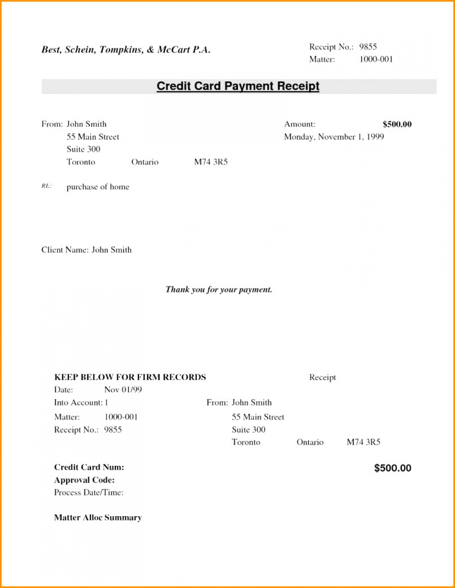 Credit Card Receipt Template Great Sample Templates