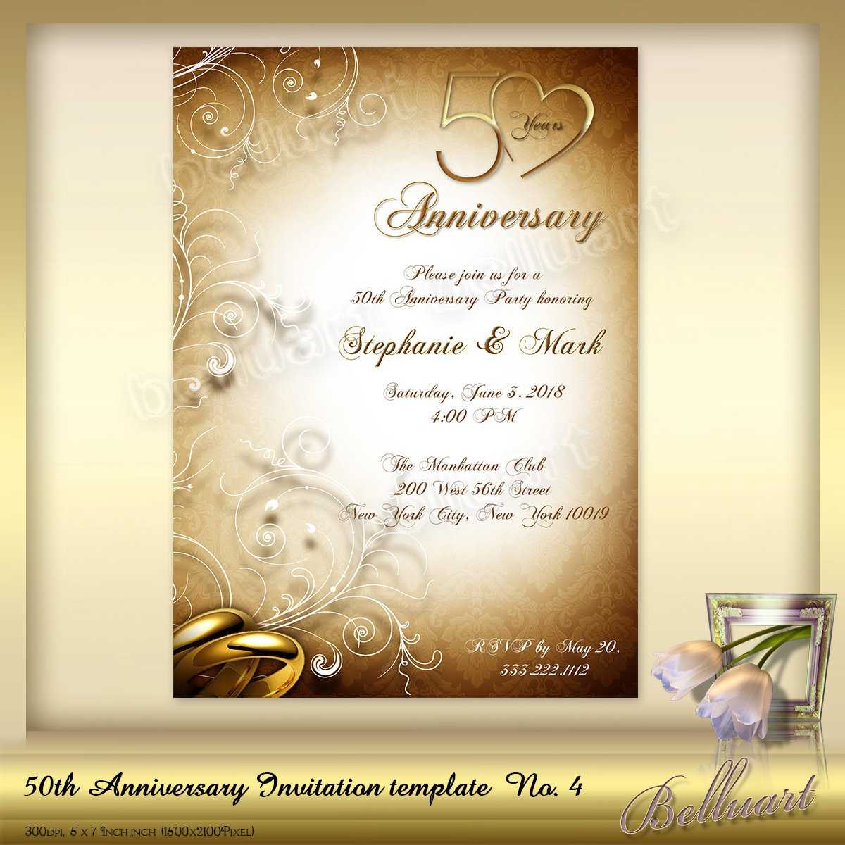 021 Template Ideas 50Th Wedding Anniversary Invitations For Word Anniversary Card Template