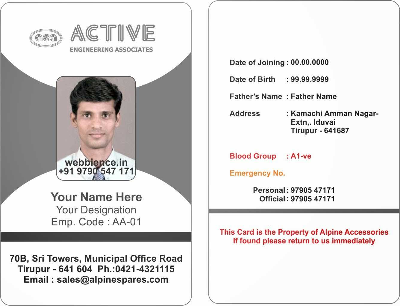 022 Employee Id Card Template Microsoft Word Free Download Regarding Employee Card Template Word