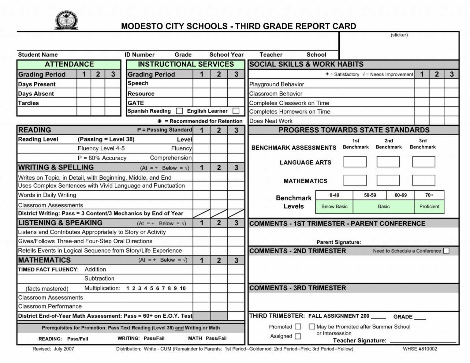 Soccer Report Card Template