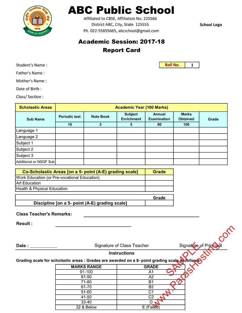 022 Simple Report Card Template Ideas Final Rare Format for Result Card ...