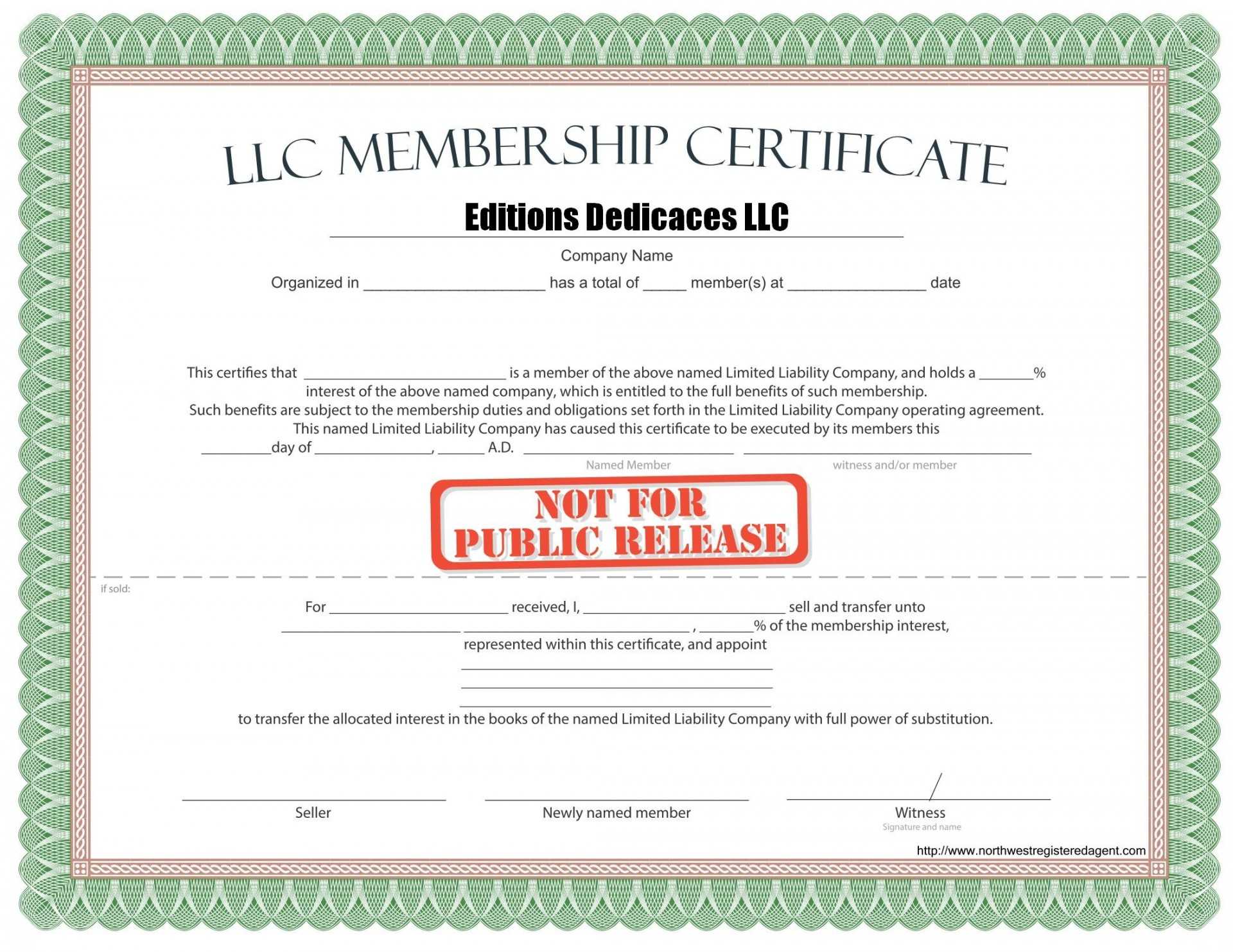 022 Template Ideas Llc Membership Certificate Purchase With Regard To