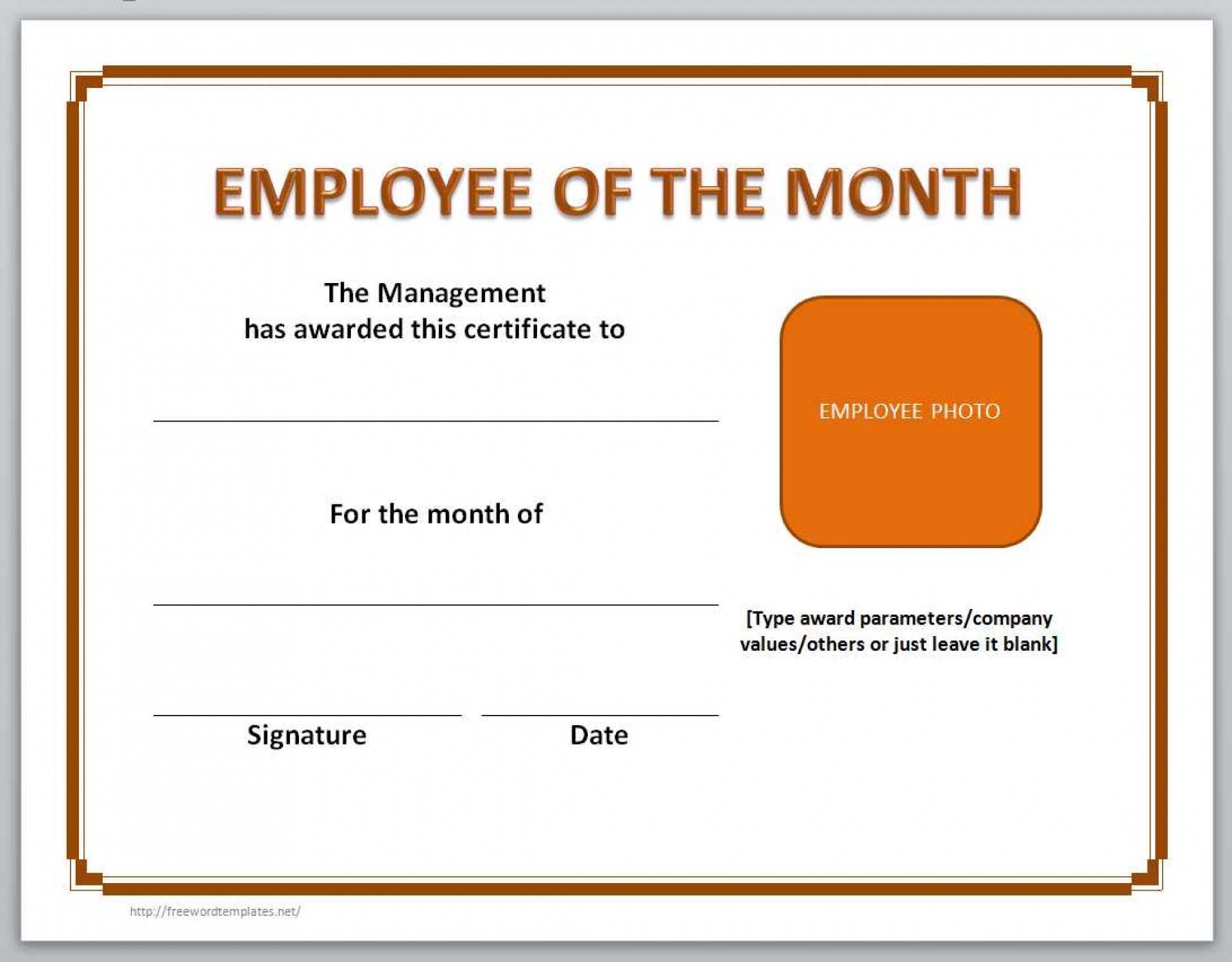 023 Employee Of The Month Certificate Template Microsoft With Employee Of The Month Certificate Templates
