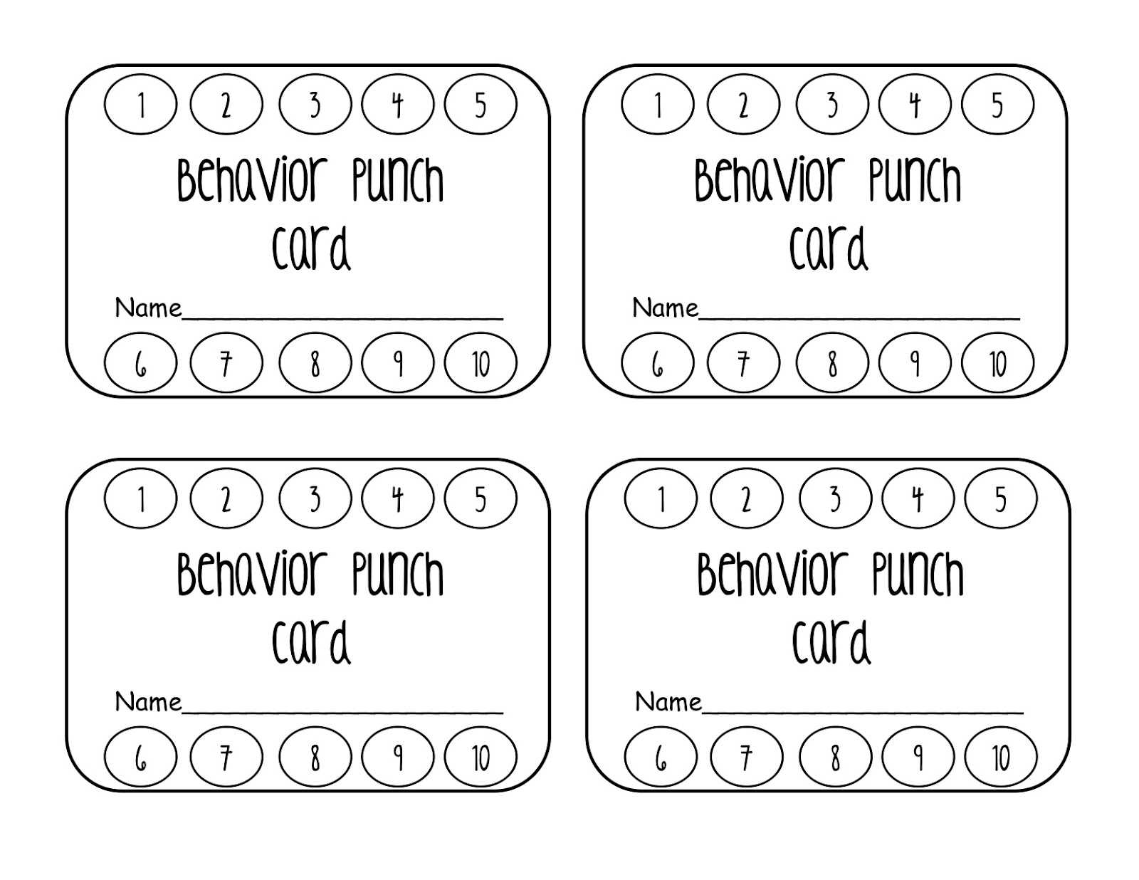 023 Template Ideas Behavior Punch Cards Pinterest Card In Free Printable Punch Card Template
