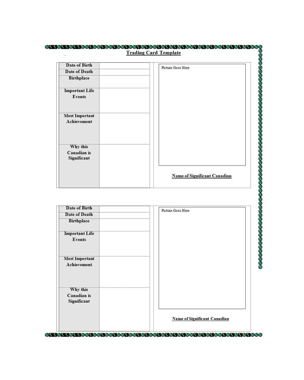 baseball trading card template free download