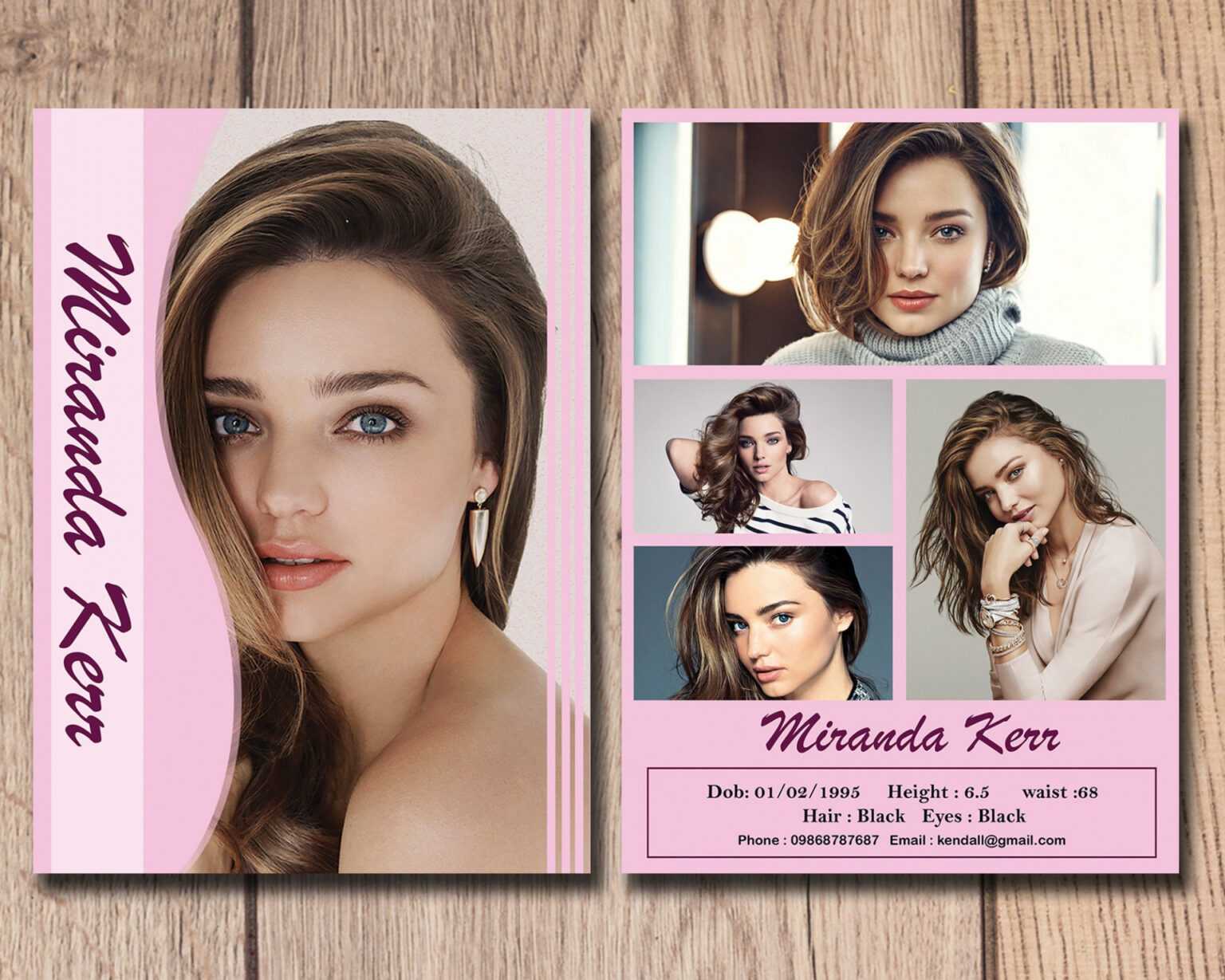 free download .doc model and actor comp card template