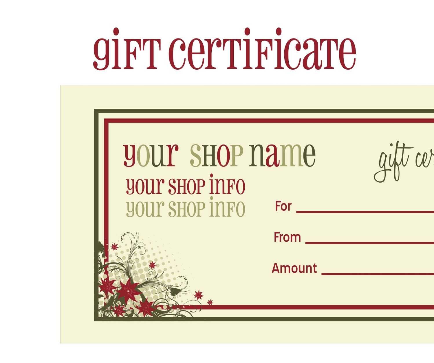 028 Stylish Free Gift Certificate Template Designs Photo Inside Free Christmas Gift Certificate Templates