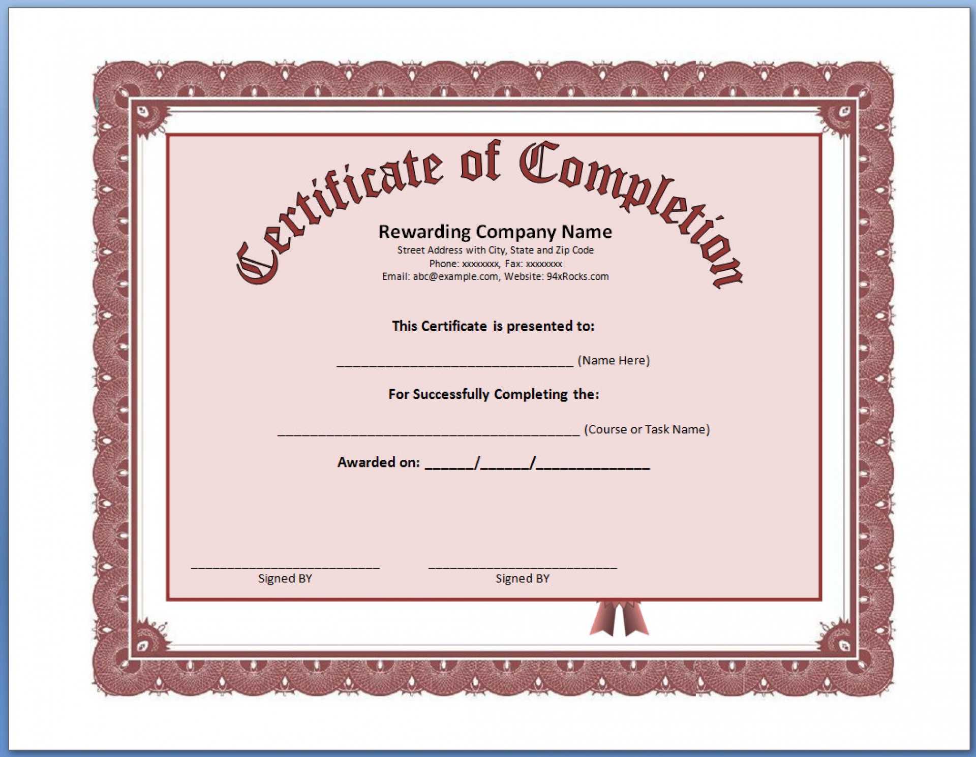 028 Template Ideas Free Printable Certificate Of Completion Regarding Certificate Of Completion Template Free Printable