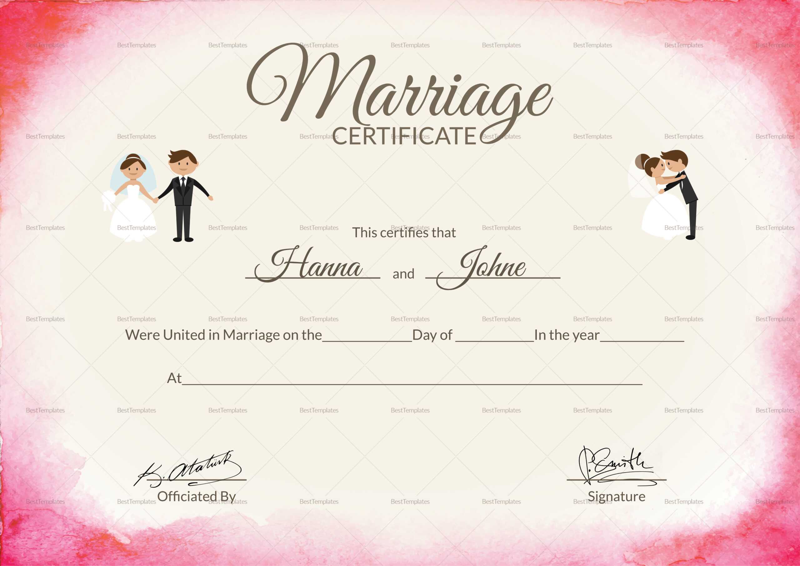 031 Certificate Of Marriage Template Certificate28129 Regarding Certificate Of Marriage Template