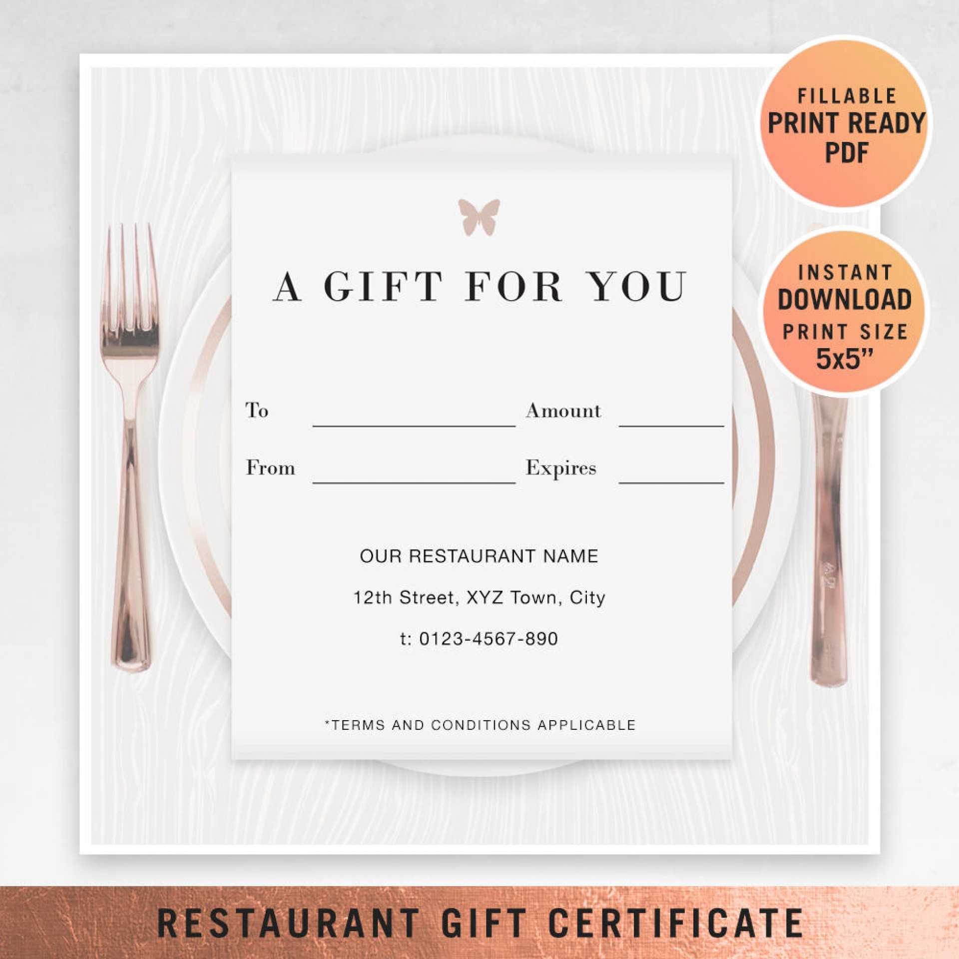 Dinner Gift Certificate Template