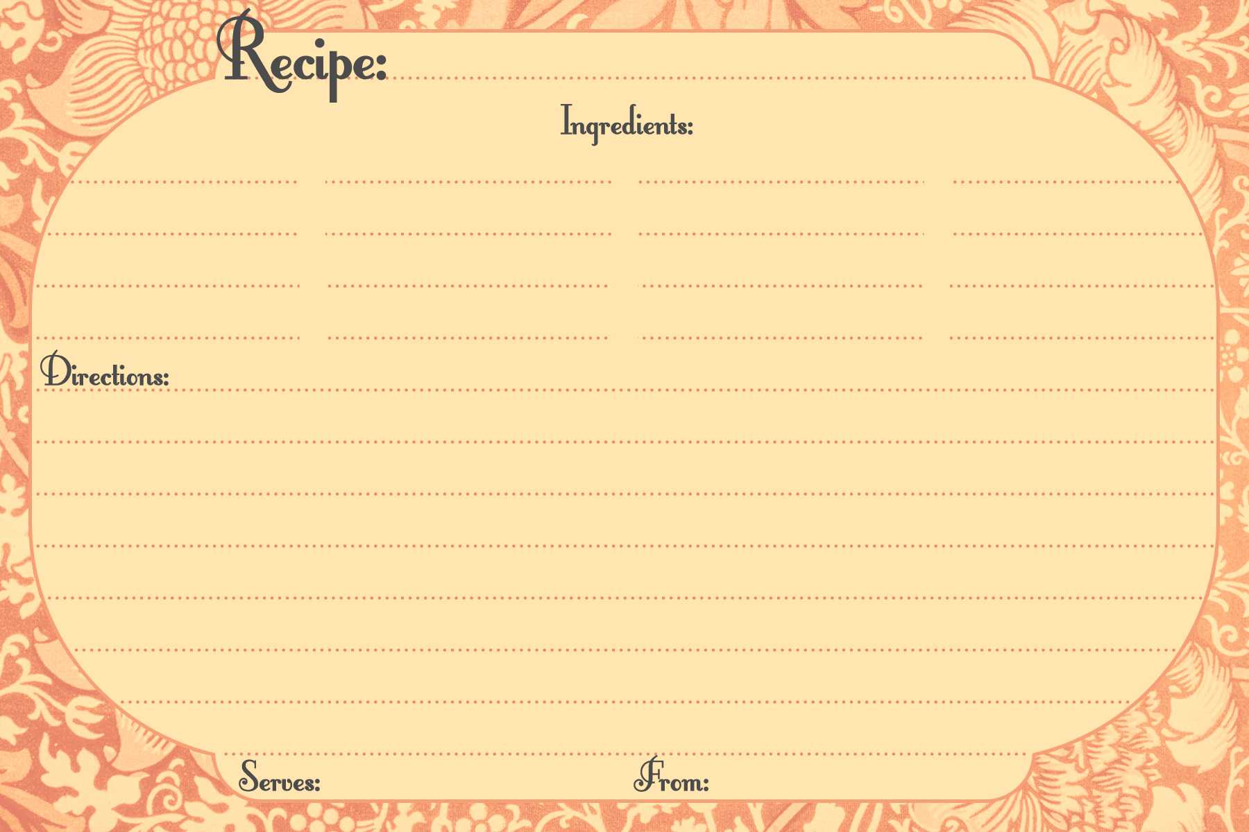 033 Free Printable Borders For Recipes Template Ideas Recipe Within 4X6 Photo Card Template Free