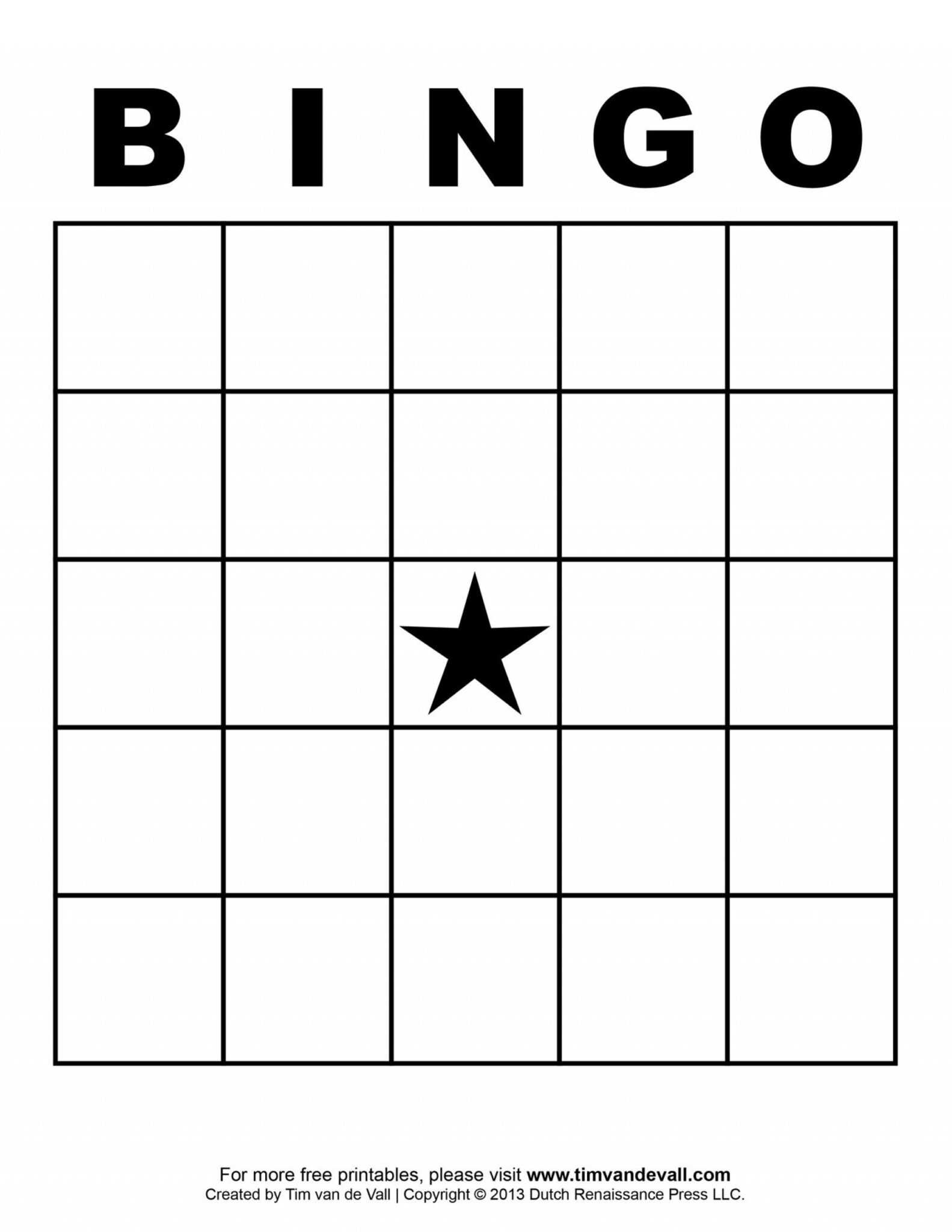 Free Printable Bingo Card Template Word