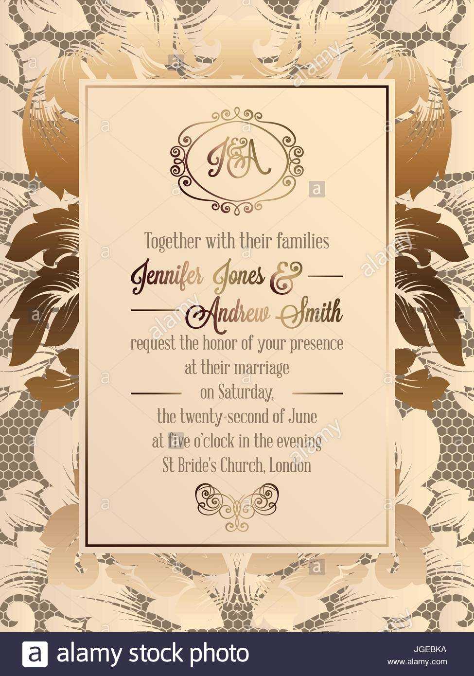 035 Vintage Baroque Style Wedding Invitation Card Template Intended For Church Invite Cards Template