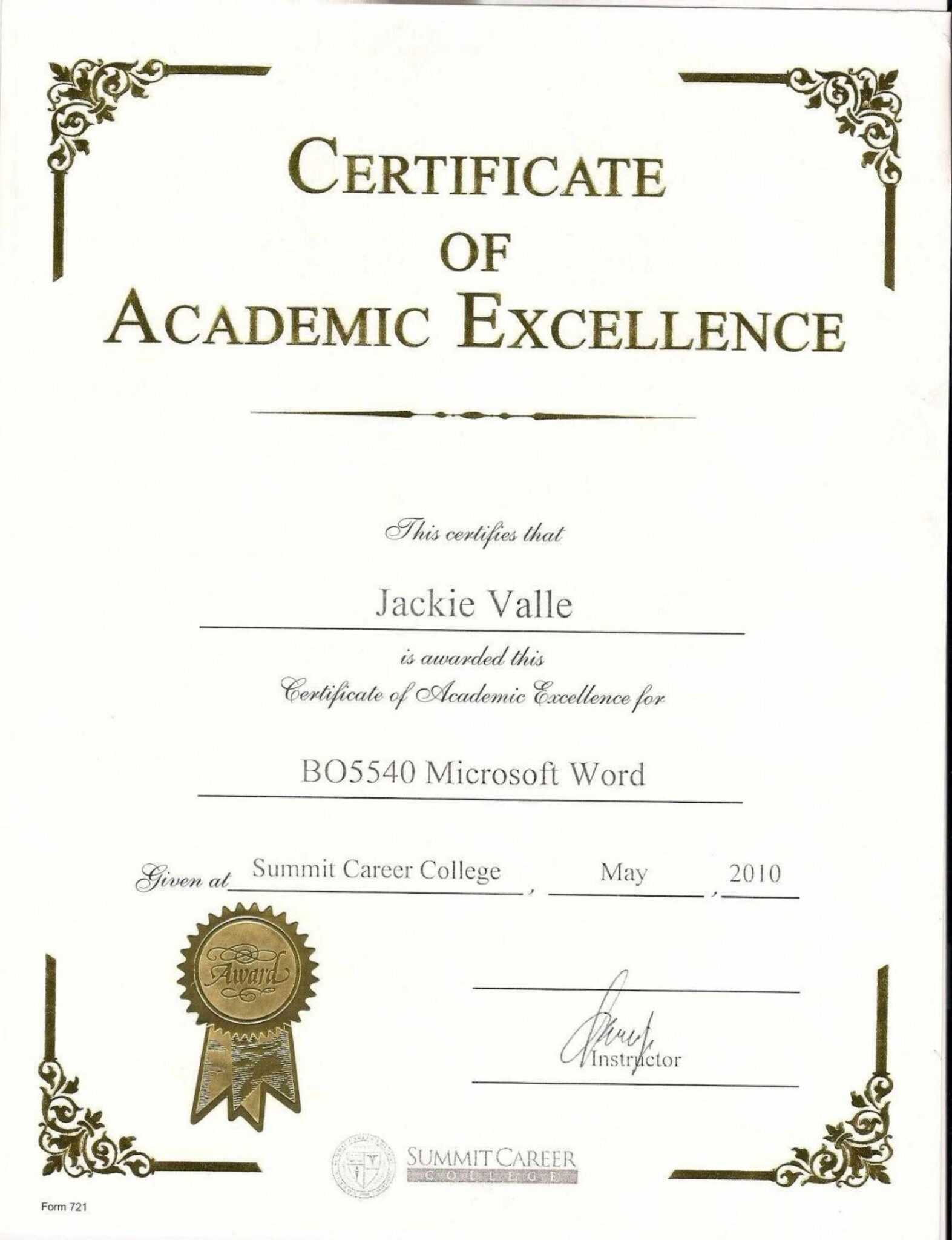 Academic Award Template