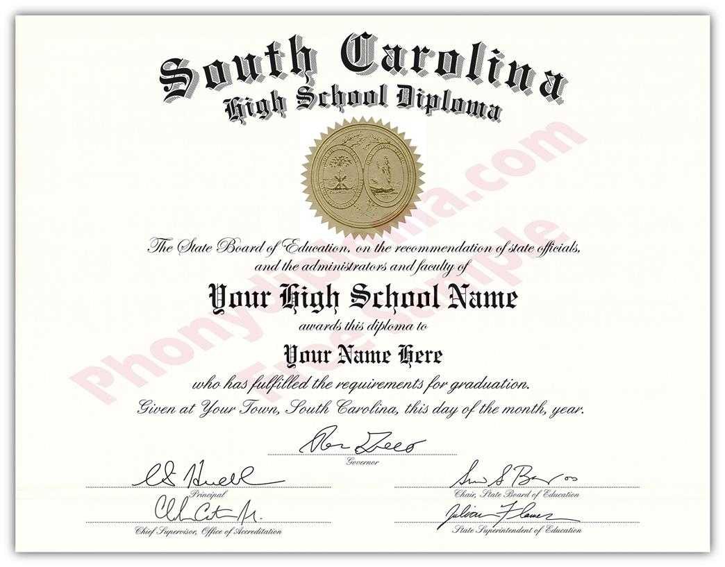 040 High School Diploma Template South20Carolina Fake Pertaining To Fake Diploma Certificate Template