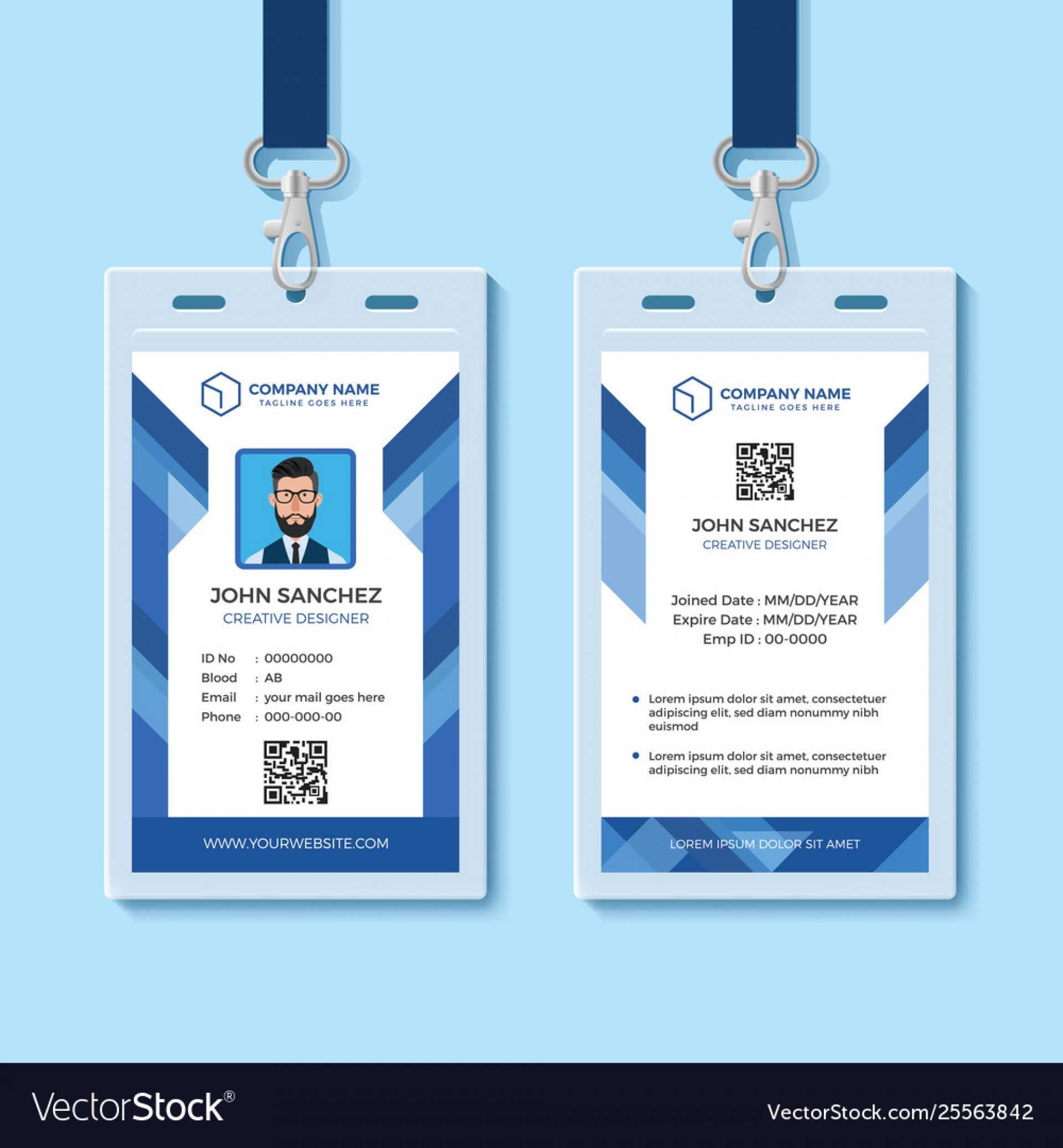 042 Template Ideas Employee Id Card Templates Blue Design Throughout Id Card Template Word Free