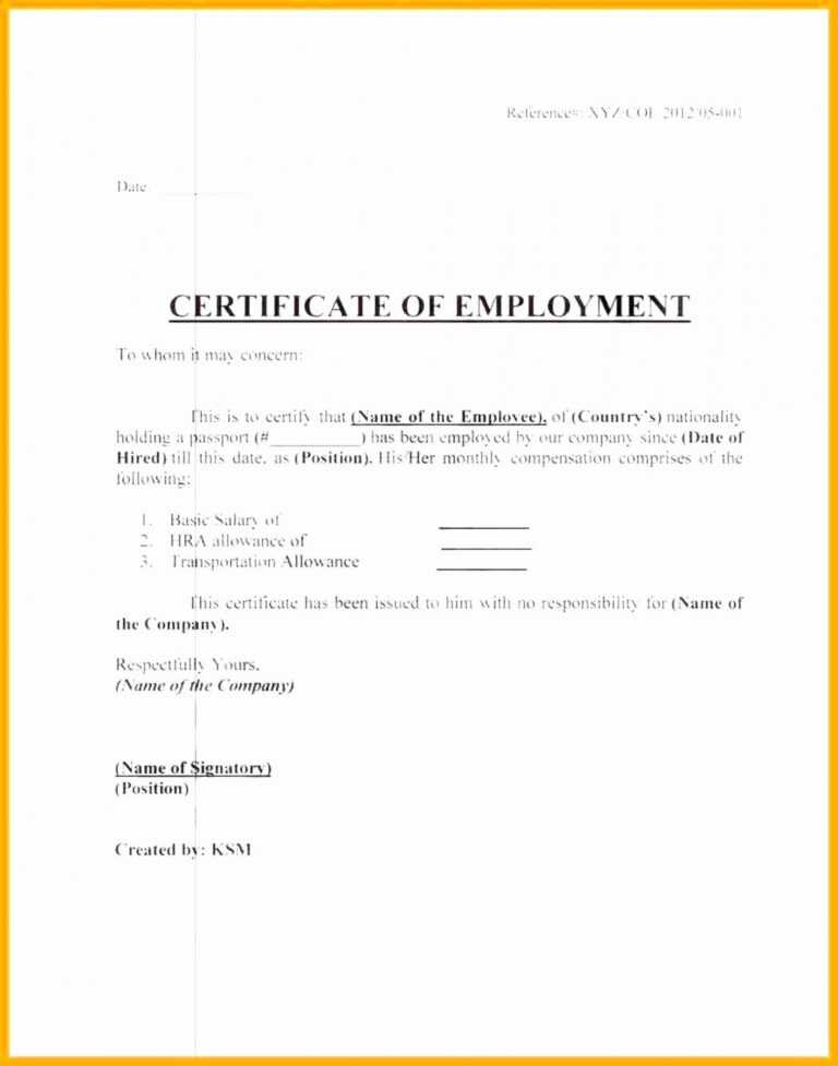 046 Certificate Of Employment Template Ideas Employee The within ...