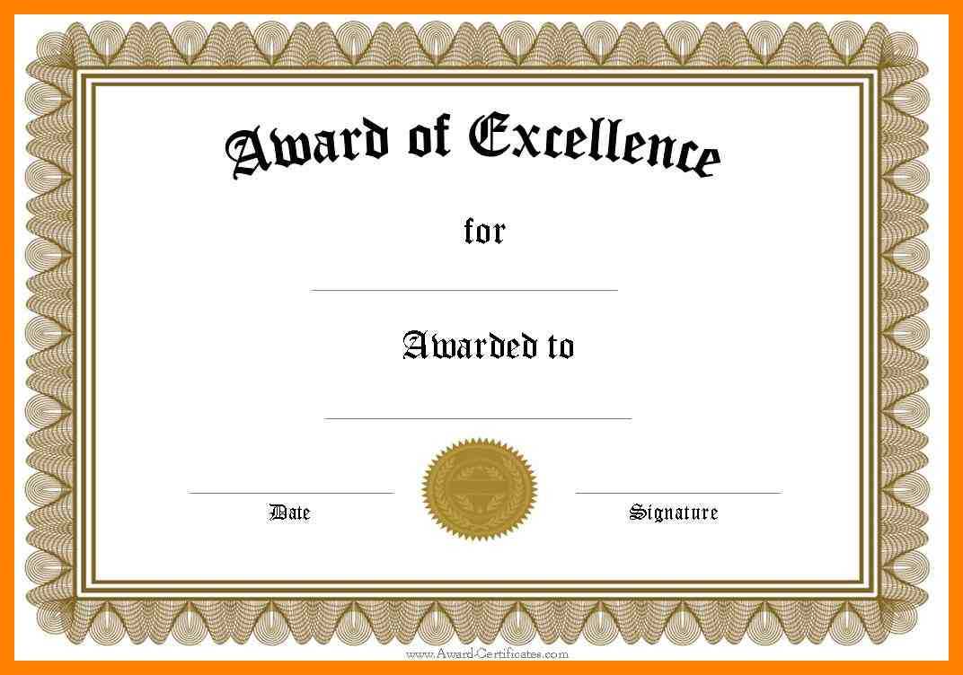 10+ Awards Certificate Template Word | Time Table Chart With Regard To Award Of Excellence Certificate Template