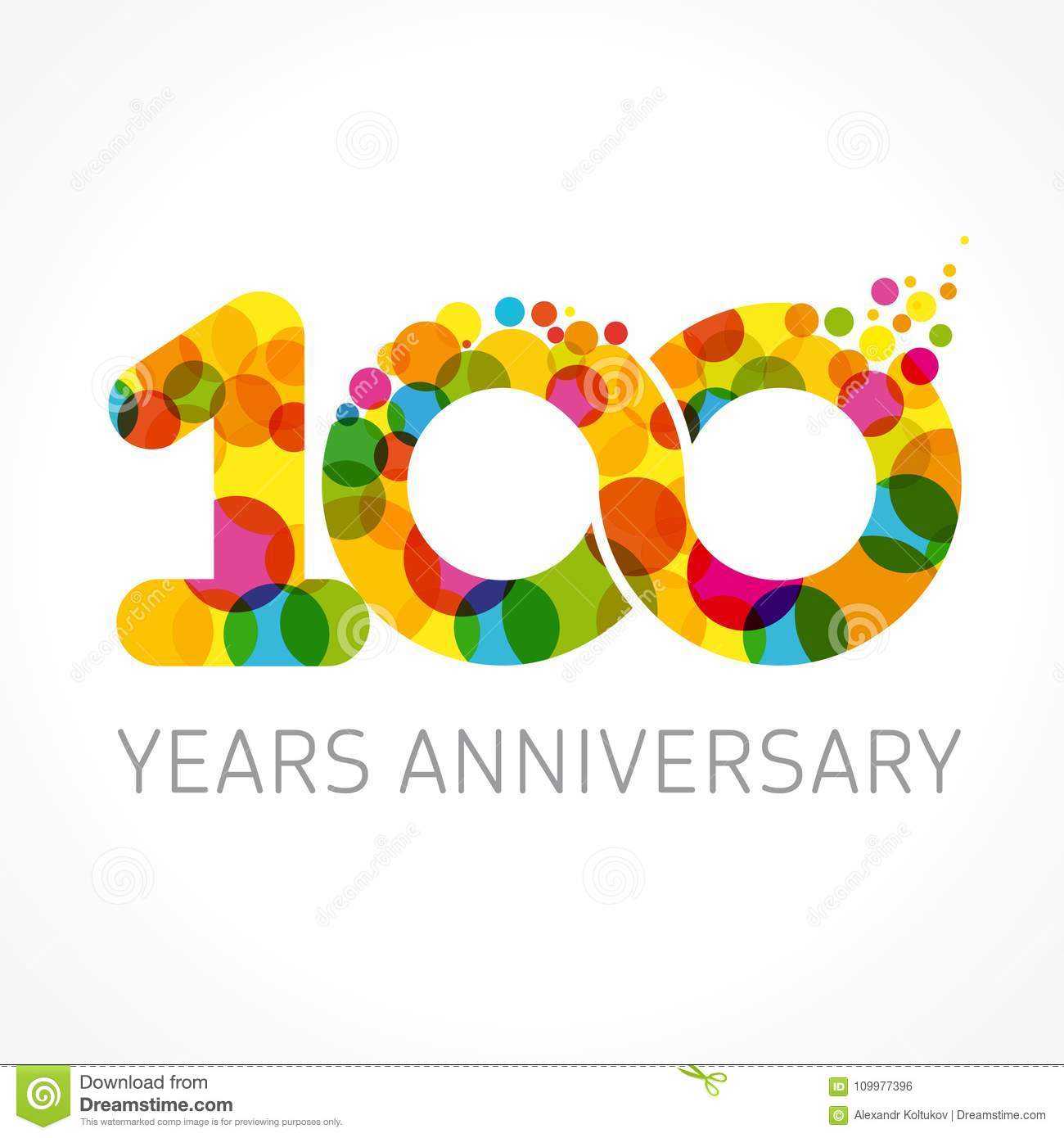 100 Years Old Anniversary Card Stock Vector – Illustration Inside Template For Anniversary Card