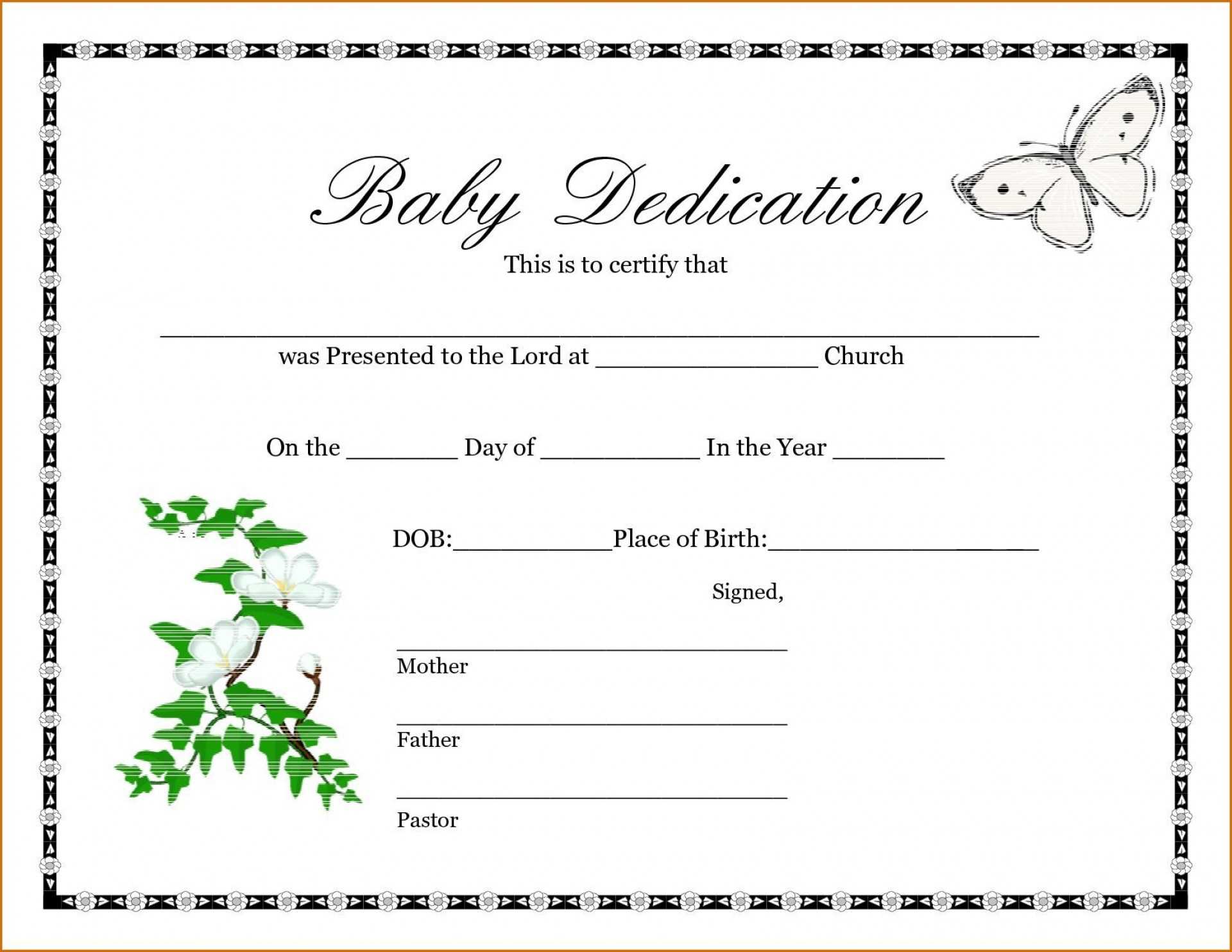 10E2D7 Baby Dedication Certificates C Template Business In Baby Dedication Certificate Template