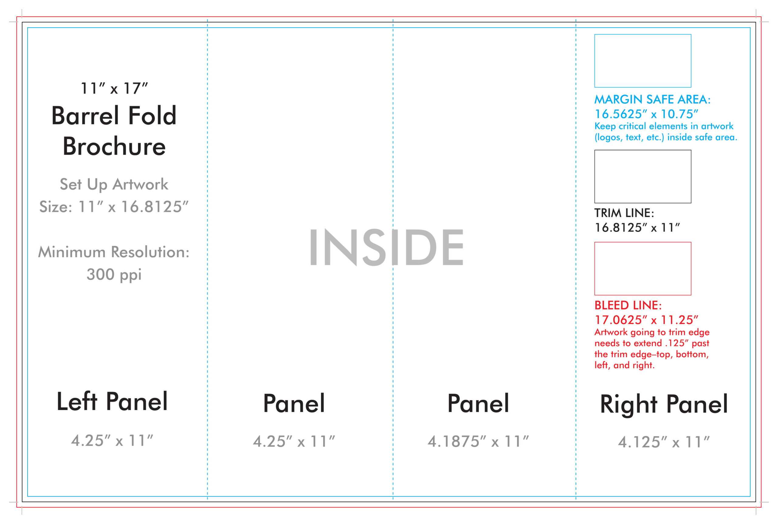 11" X 17" Barrel Fold Brochure Template – U.s. Press Throughout Brochure Folding Templates
