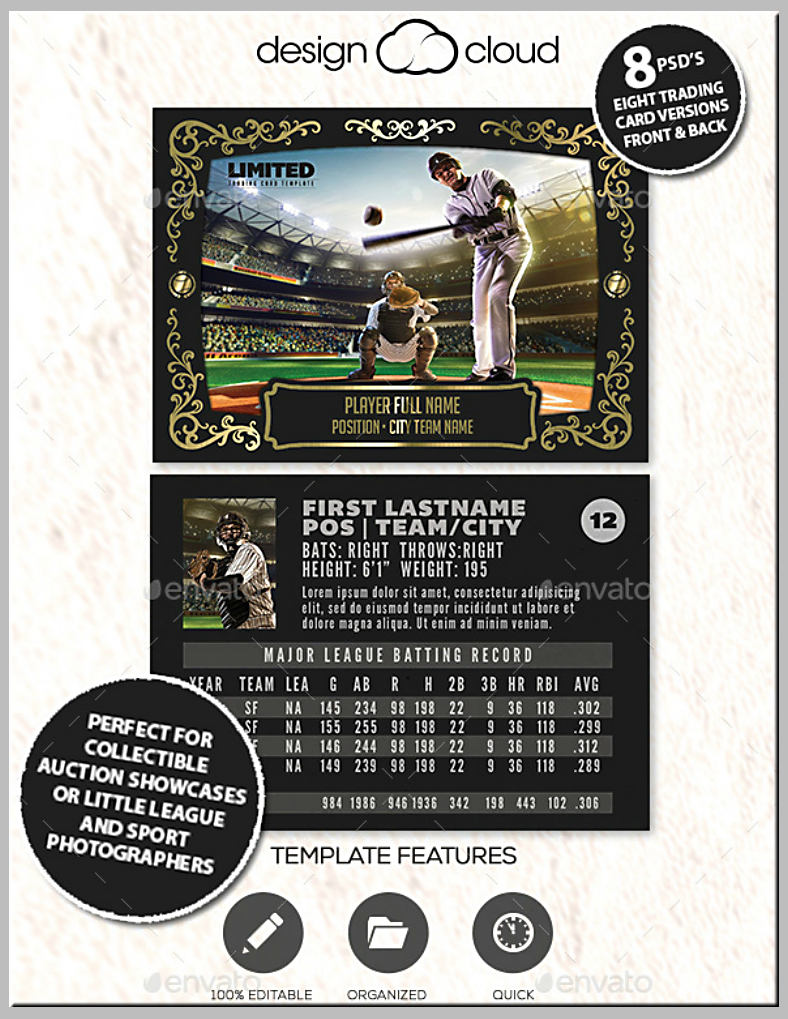 12+ Baseball Trading Card Designs & Templates – Psd, Ai Regarding Baseball Card Template Psd