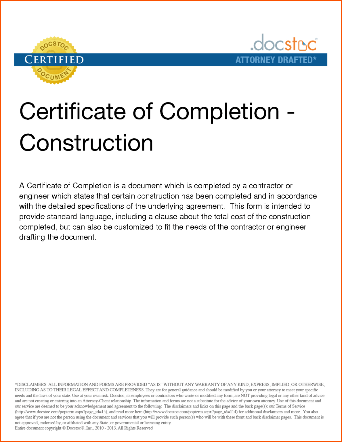 12  Printable Certificate Of Completion Survey Template Words For