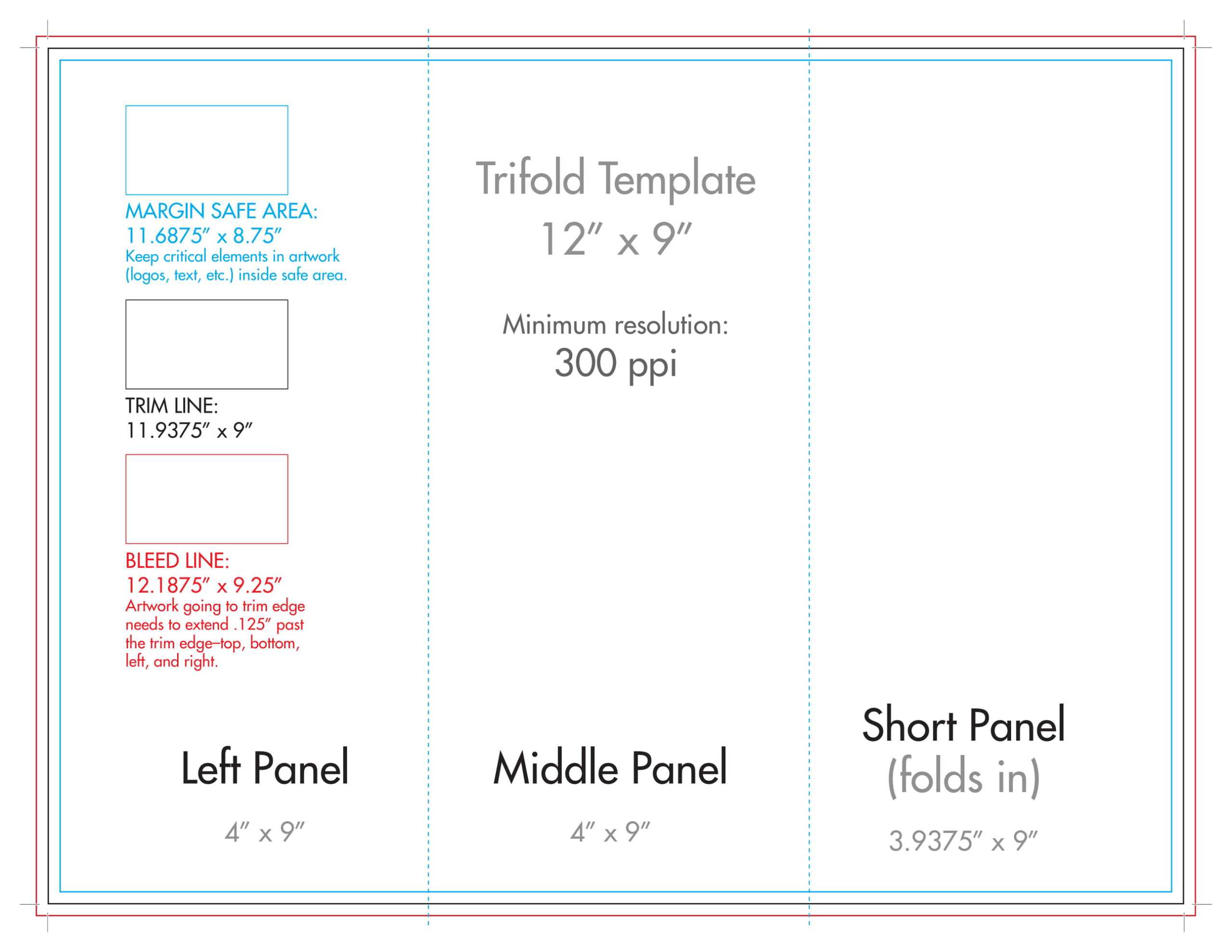 12" X 9" Rack Brochure Template (Tri Fold) – U.s. Press Pertaining To Three Panel Brochure Template