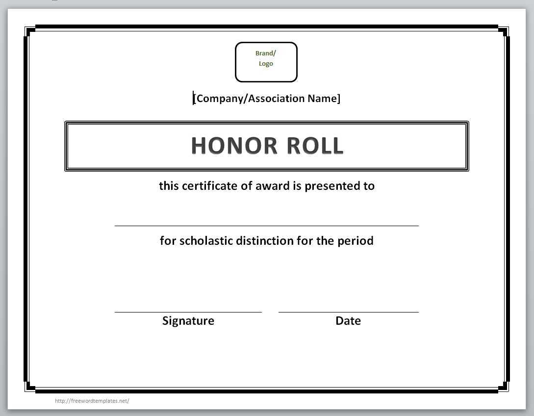 13 Free Certificate Templates For Word » Officetemplate In Honor Roll Certificate Template