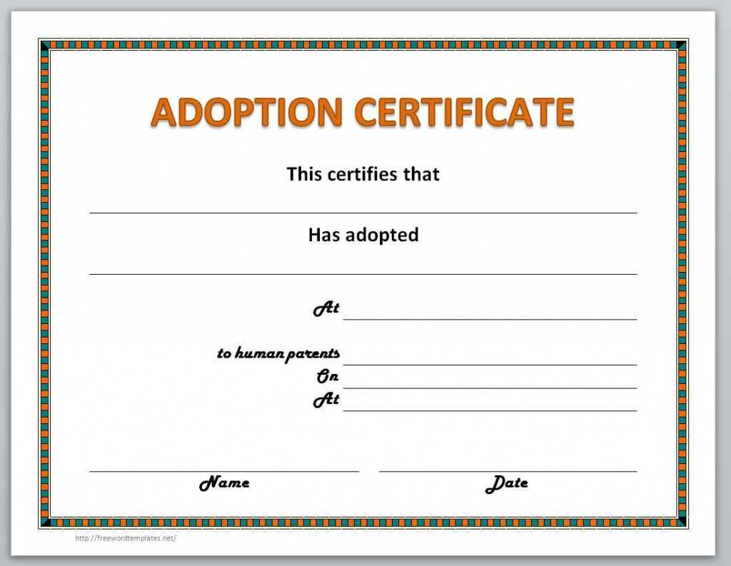 13 Free Certificate Templates For Word » Officetemplate Regarding Child Adoption Certificate Template