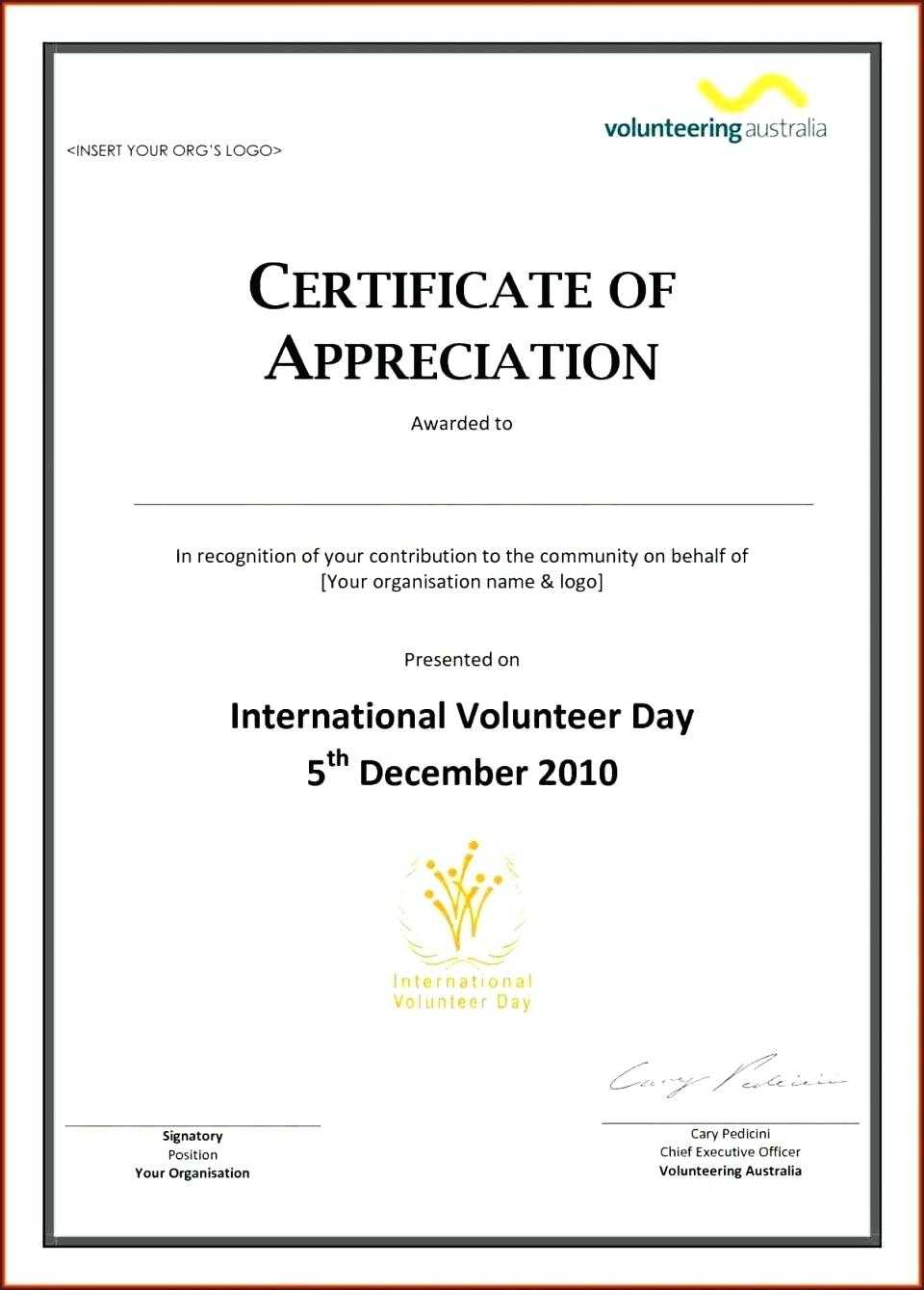 15+ Certificate Of Appreciation Sample Template | Sowtemplate Pertaining To Volunteer Award Certificate Template