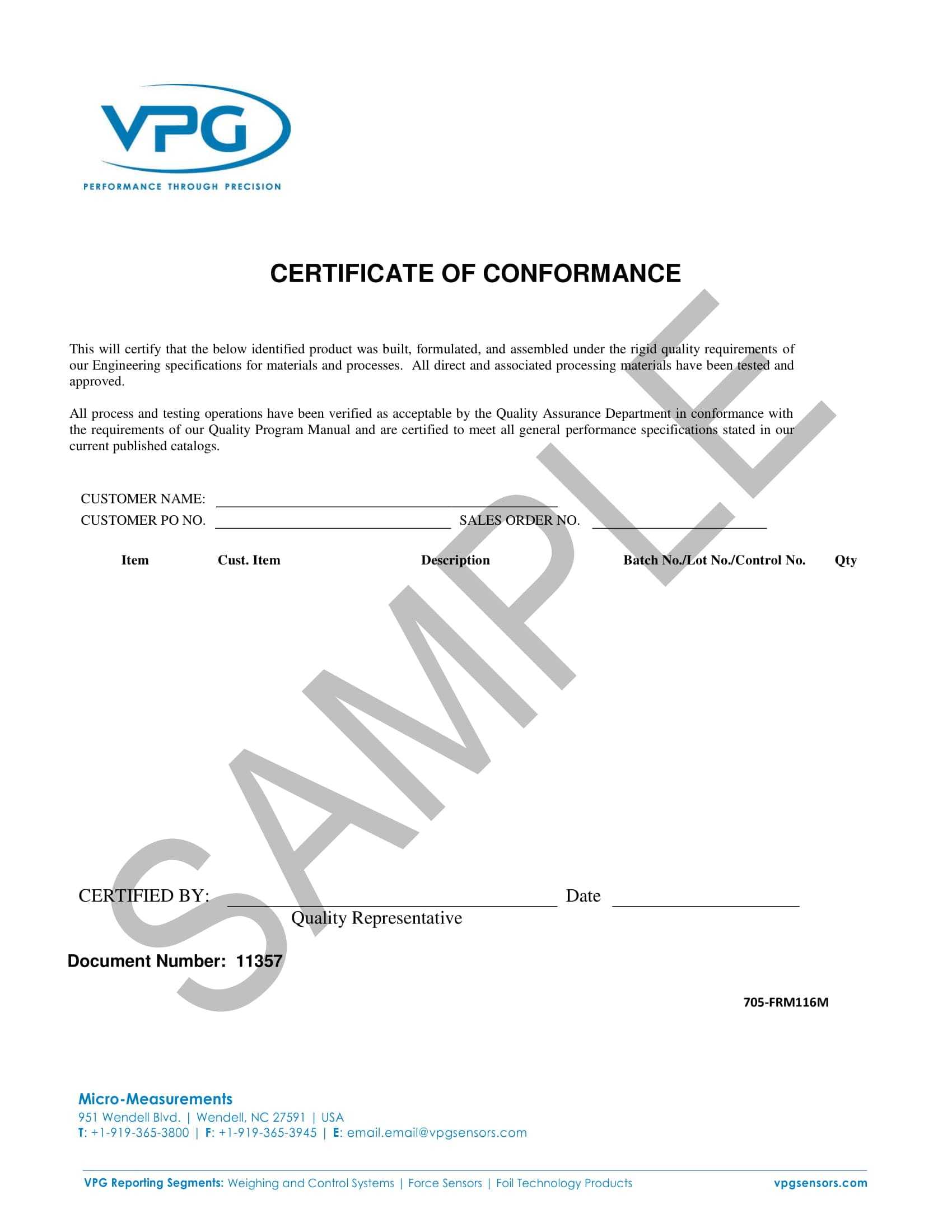 16+ Certificate Of Conformance Example – Pdf, Word, Ai Pertaining To Certificate Of Conformity Template