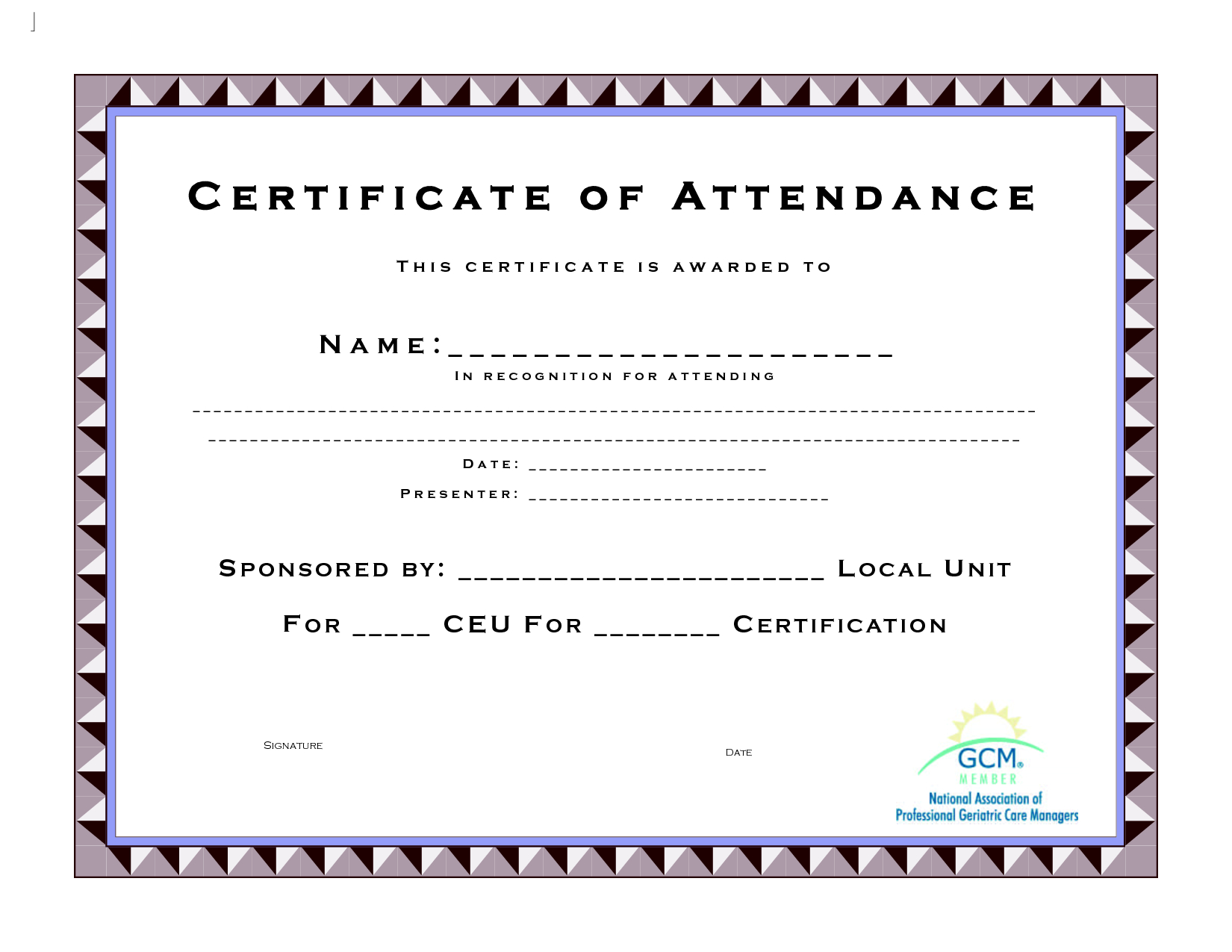 17 Images Of Attendance Certificate Template For Vbs Intended For Ceu Certificate Template