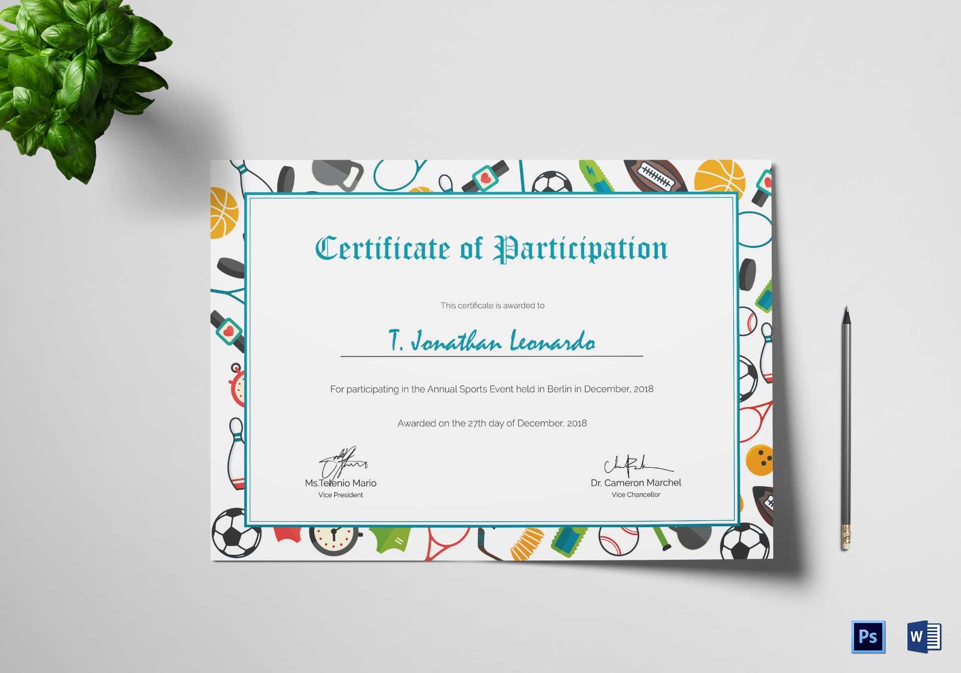 18+ Sports Certificate Design Templates, Examples & Formats Throughout Athletic Certificate Template