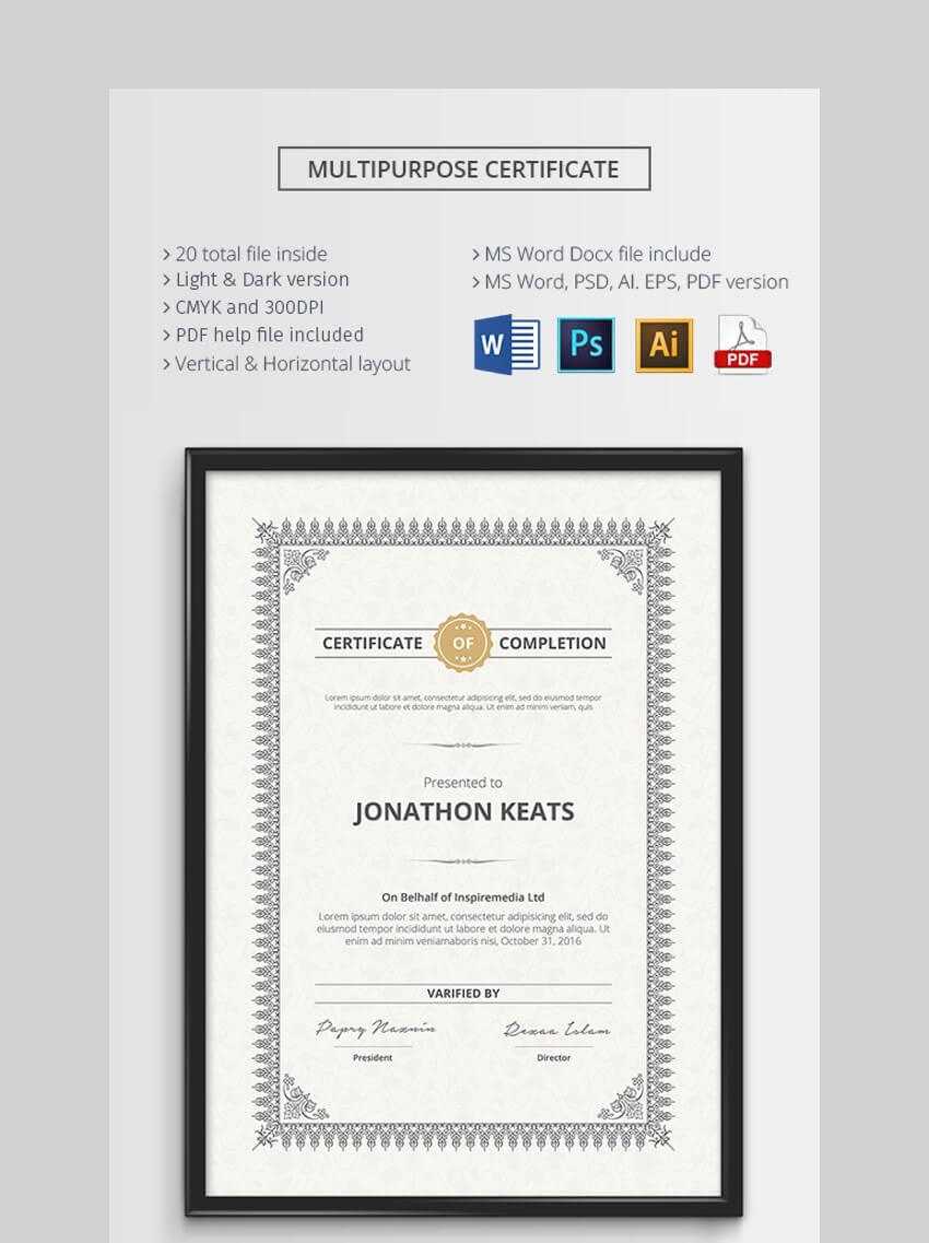 20 Best Free Microsoft Word Certificate Templates (Downloads Pertaining To Scholarship Certificate Template Word