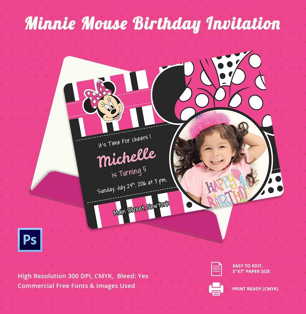 20+ Minnie Mouse Birthday Invitation Templates – Psd, Ai With Minnie Mouse Card Templates