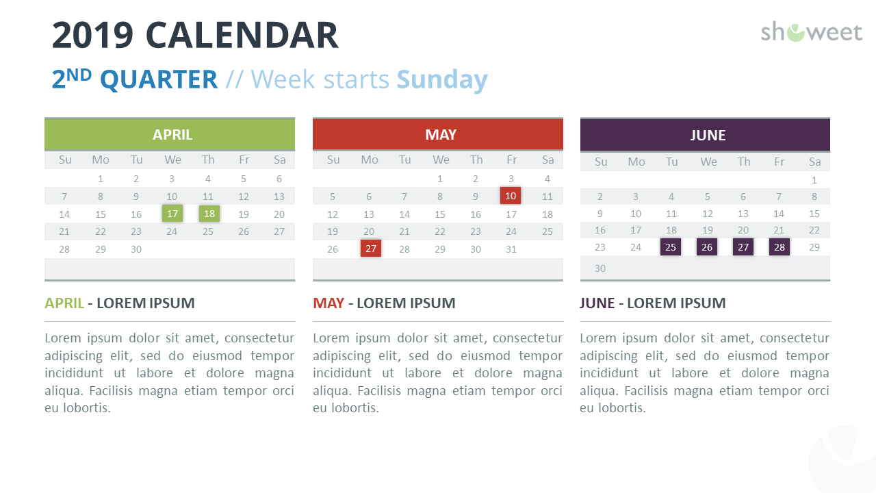 2019 Calendar Powerpoint Templates For Microsoft Powerpoint Calendar Template