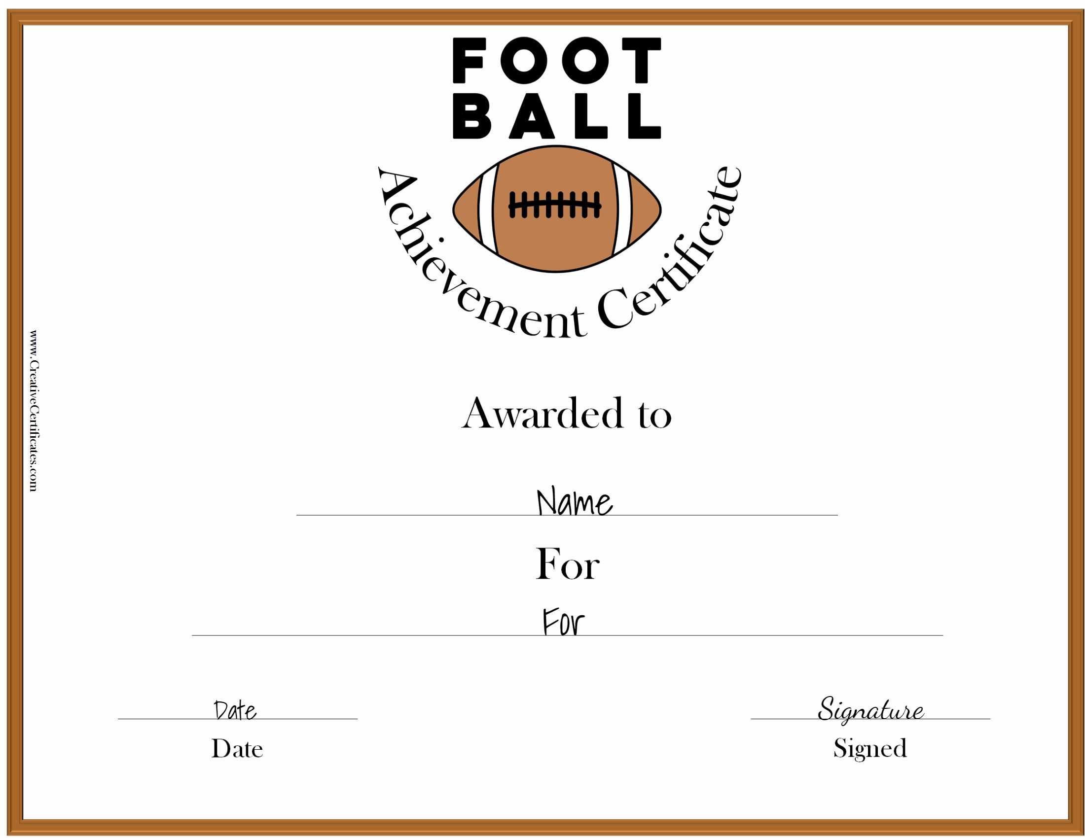 24 Images Of Football Award Template Free | Jackmonster With Regard To Football Certificate Template
