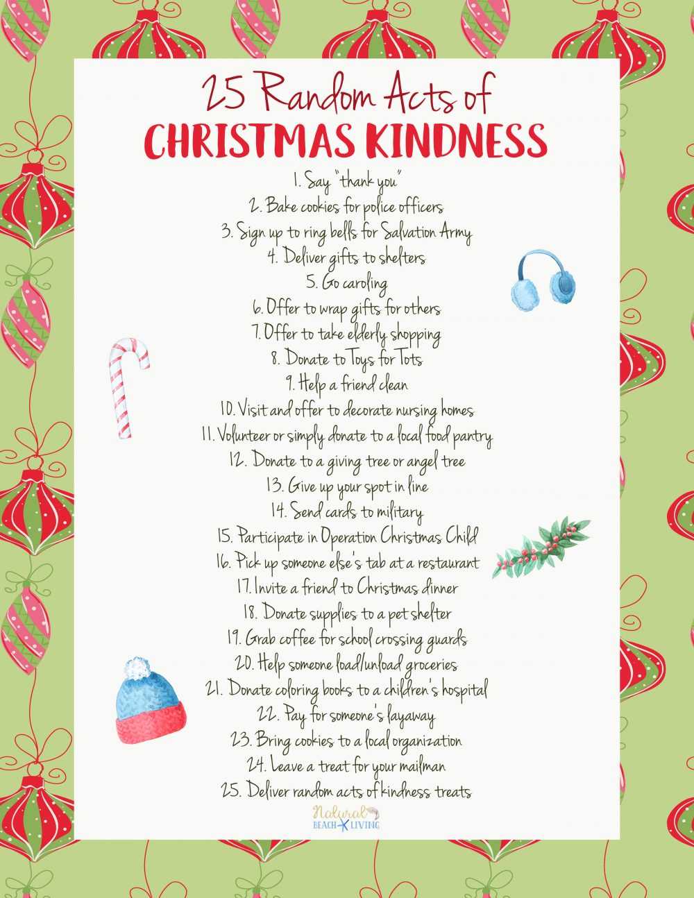 25 Random Acts Of Christmas Kindness Printable – Natural Pertaining To Random Acts Of Kindness Cards Templates