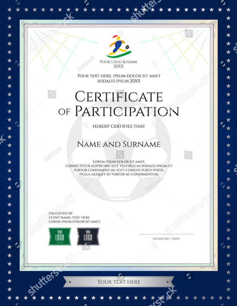 28 Certificate Of Participation Designs And Templates Psd With Free