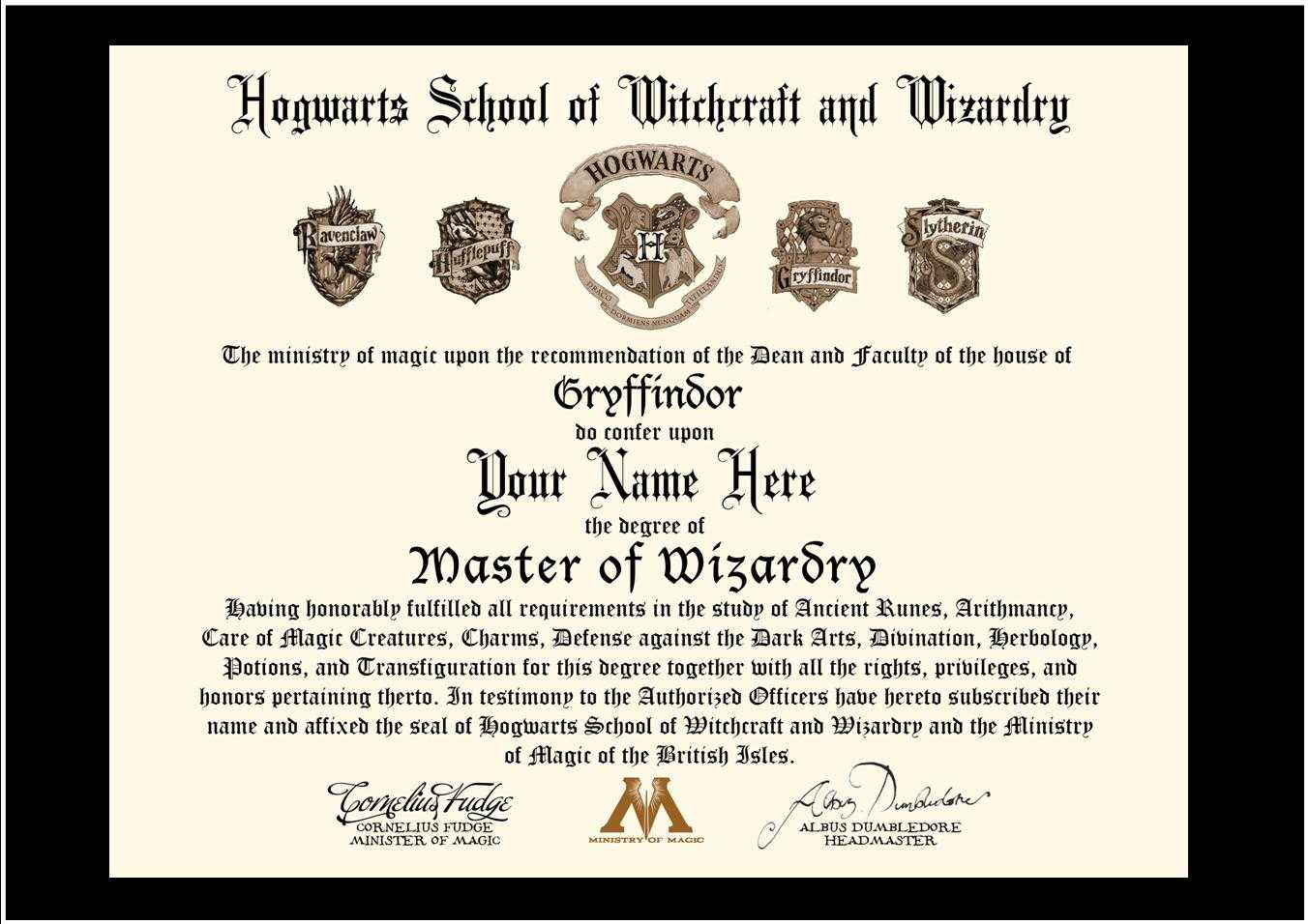 28+ [ Hogwarts Certificate Template ] | Hogwarts Acceptance With Harry Potter Certificate Template