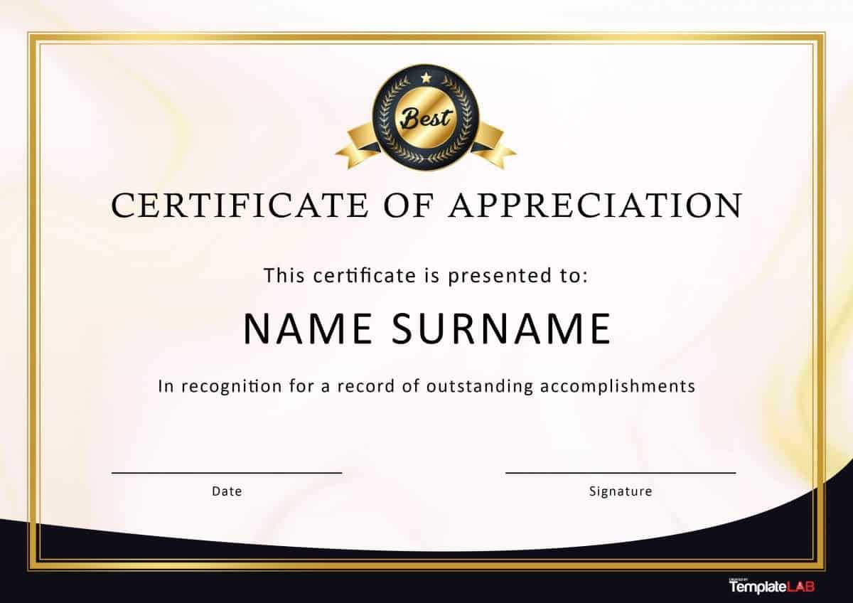 30 Free Certificate Of Appreciation Templates And Letters In Free Certificate Of Excellence Template