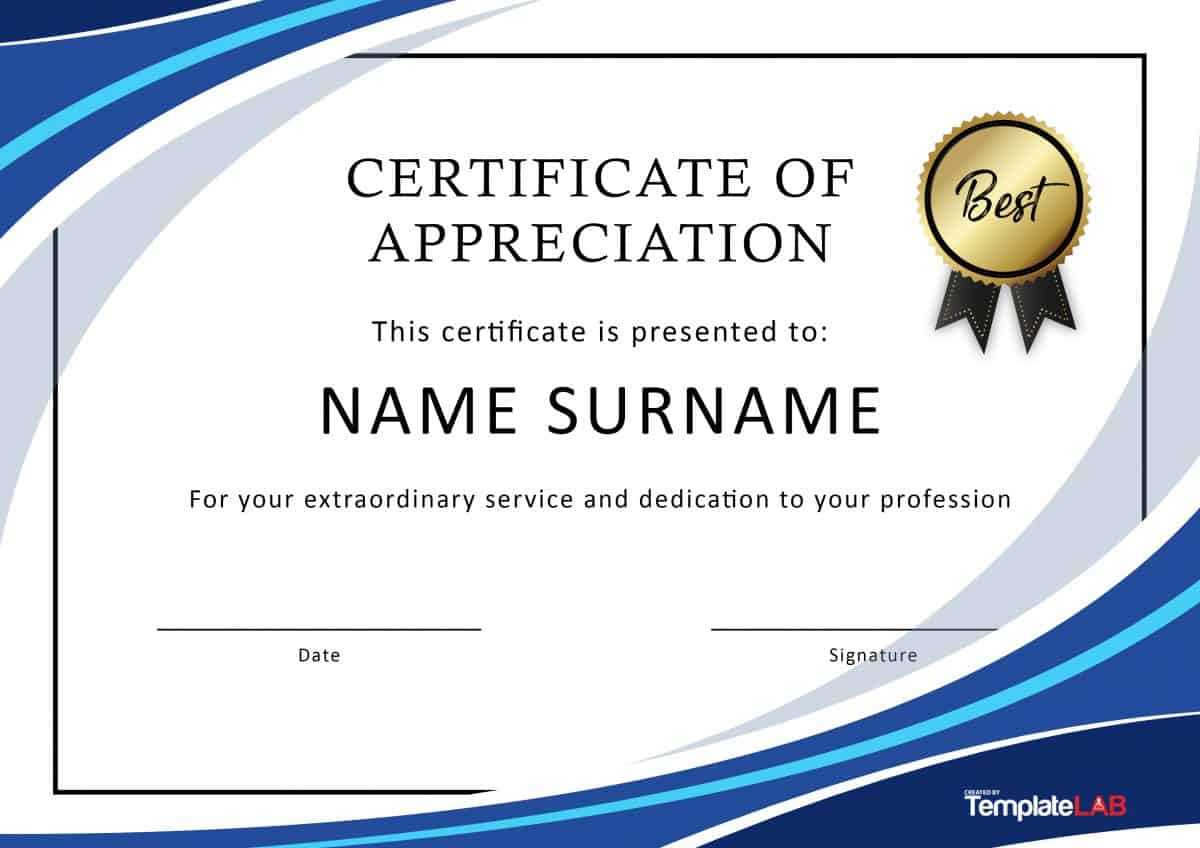 30 Free Certificate Of Appreciation Templates And Letters Throughout Certificate Of Recognition Word Template