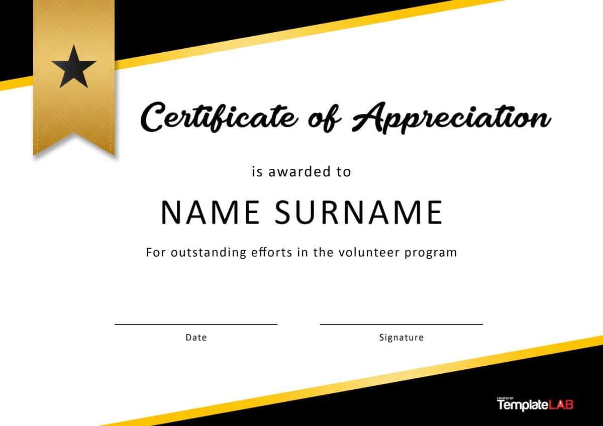 30 Free Certificate Of Appreciation Templates And Letters With Regard To Volunteer Certificate Template