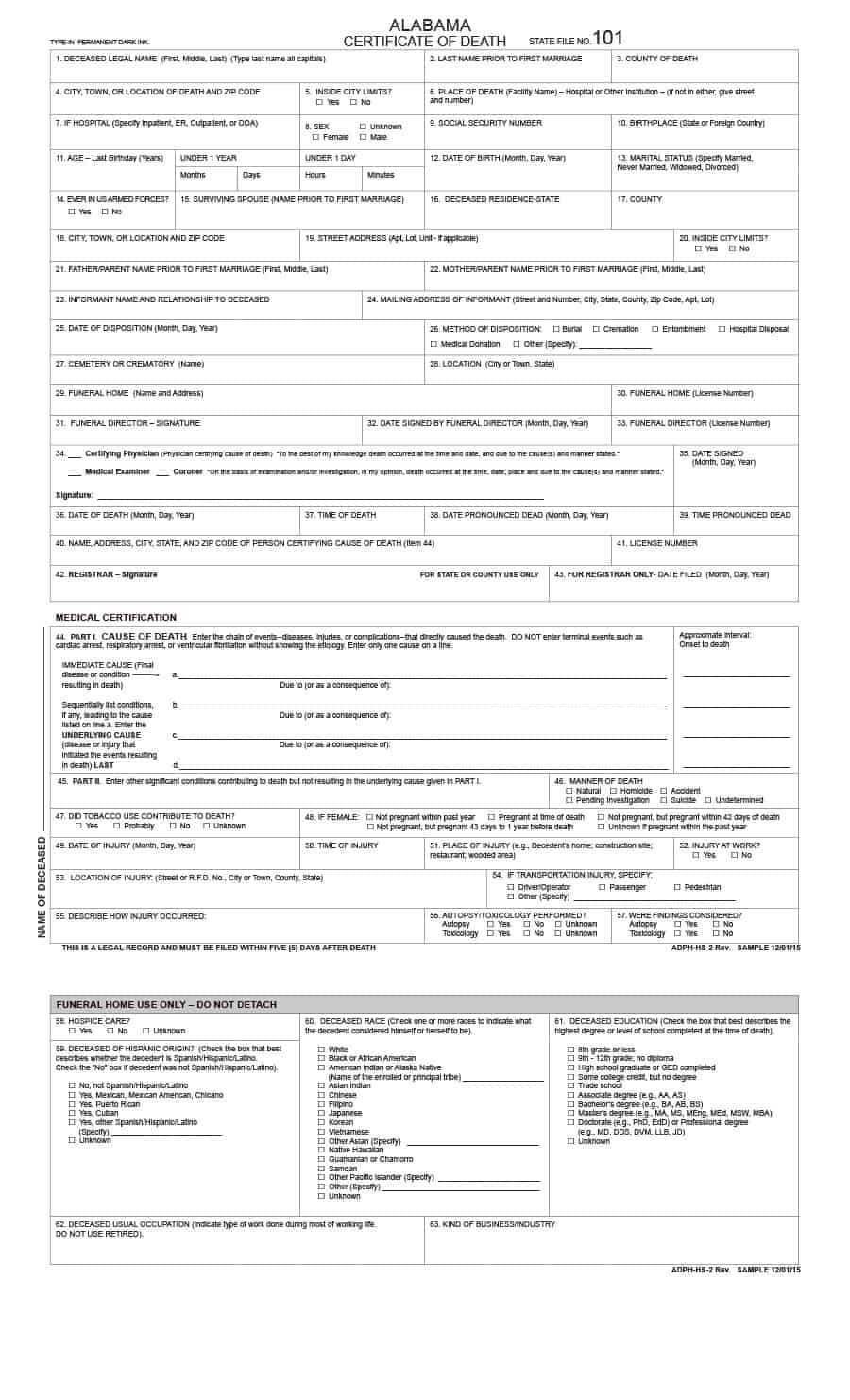 37 Blank Death Certificate Templates [100% Free] ᐅ Template Lab Pertaining To Fake Death Certificate Template