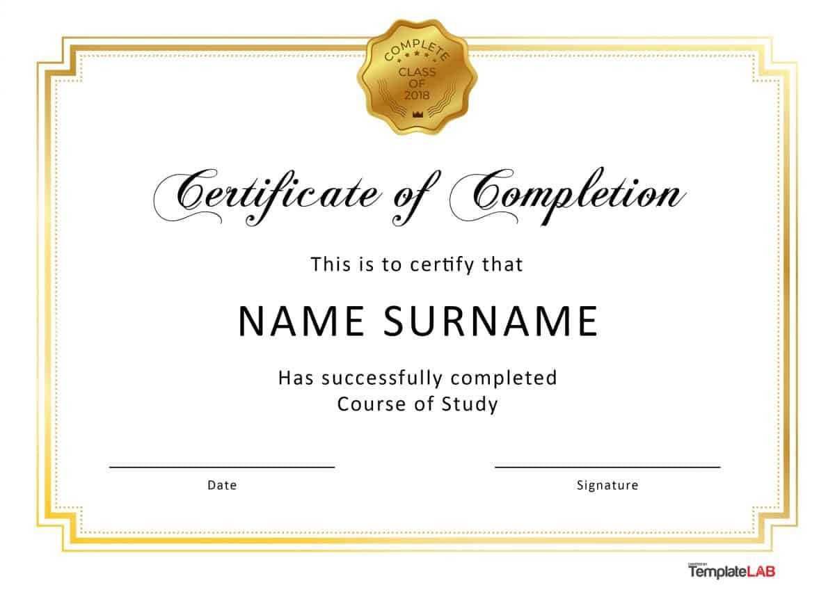 40 Fantastic Certificate Of Completion Templates [Word In Word Template Certificate Of Achievement