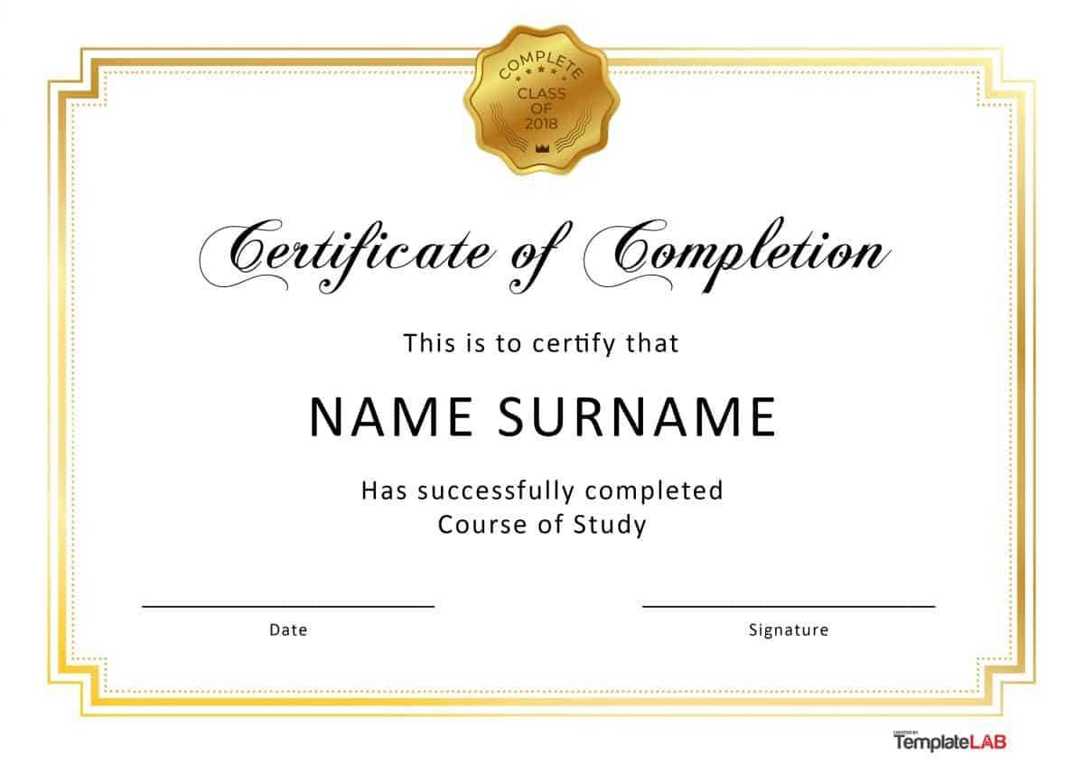 40 Fantastic Certificate Of Completion Templates [Word With Regard To Free Printable Certificate Of Achievement Template
