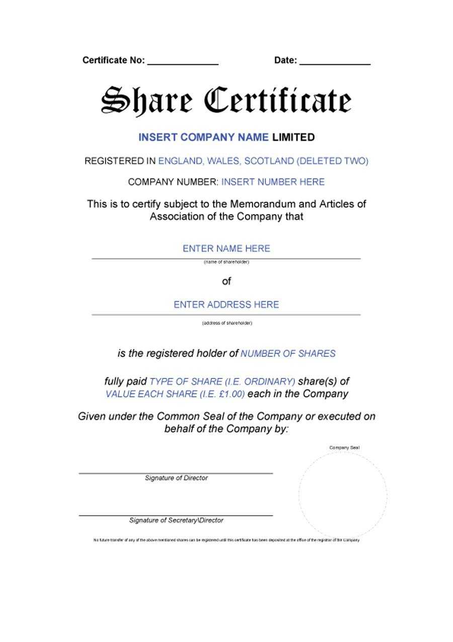40+ Free Stock Certificate Templates (Word, Pdf) ᐅ Template Lab Inside Corporate Share Certificate Template