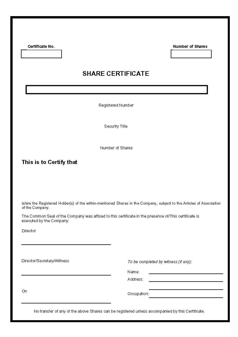 40+ Free Stock Certificate Templates (Word, Pdf) ᐅ Template Lab Intended For Template Of Share Certificate